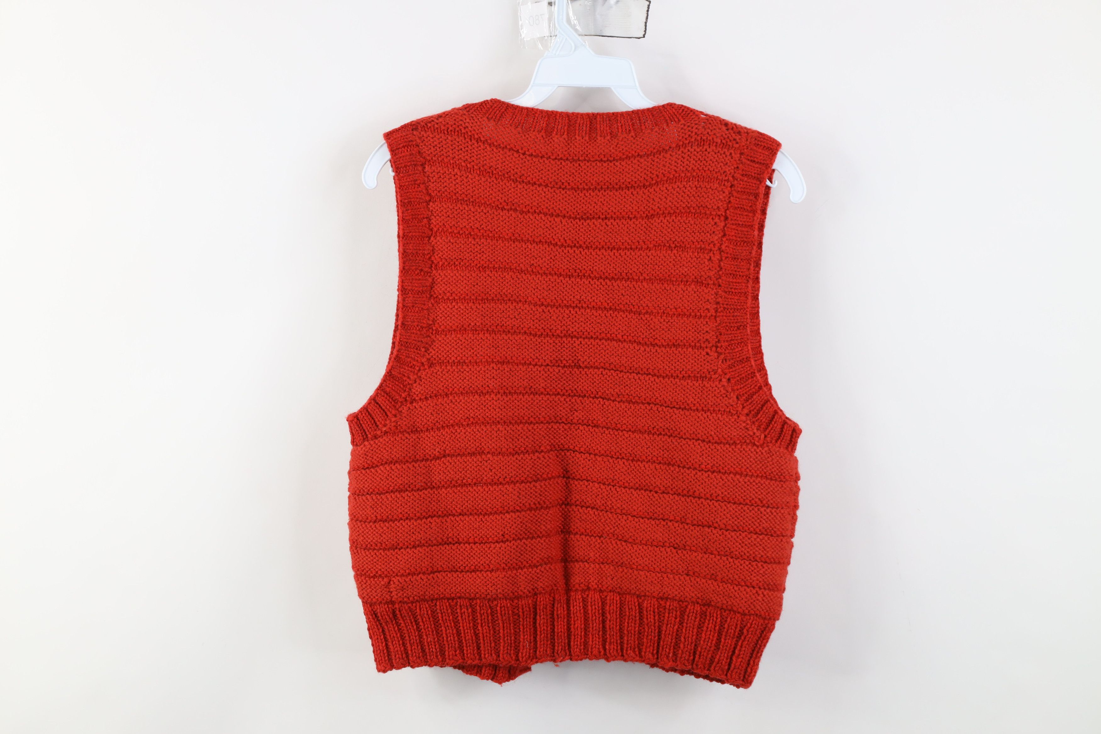 Vintage Vintage 60s Streetwear Crochet Open Front Sweater Vest Red Size S / US 4 / IT 40 - 8 Thumbnail