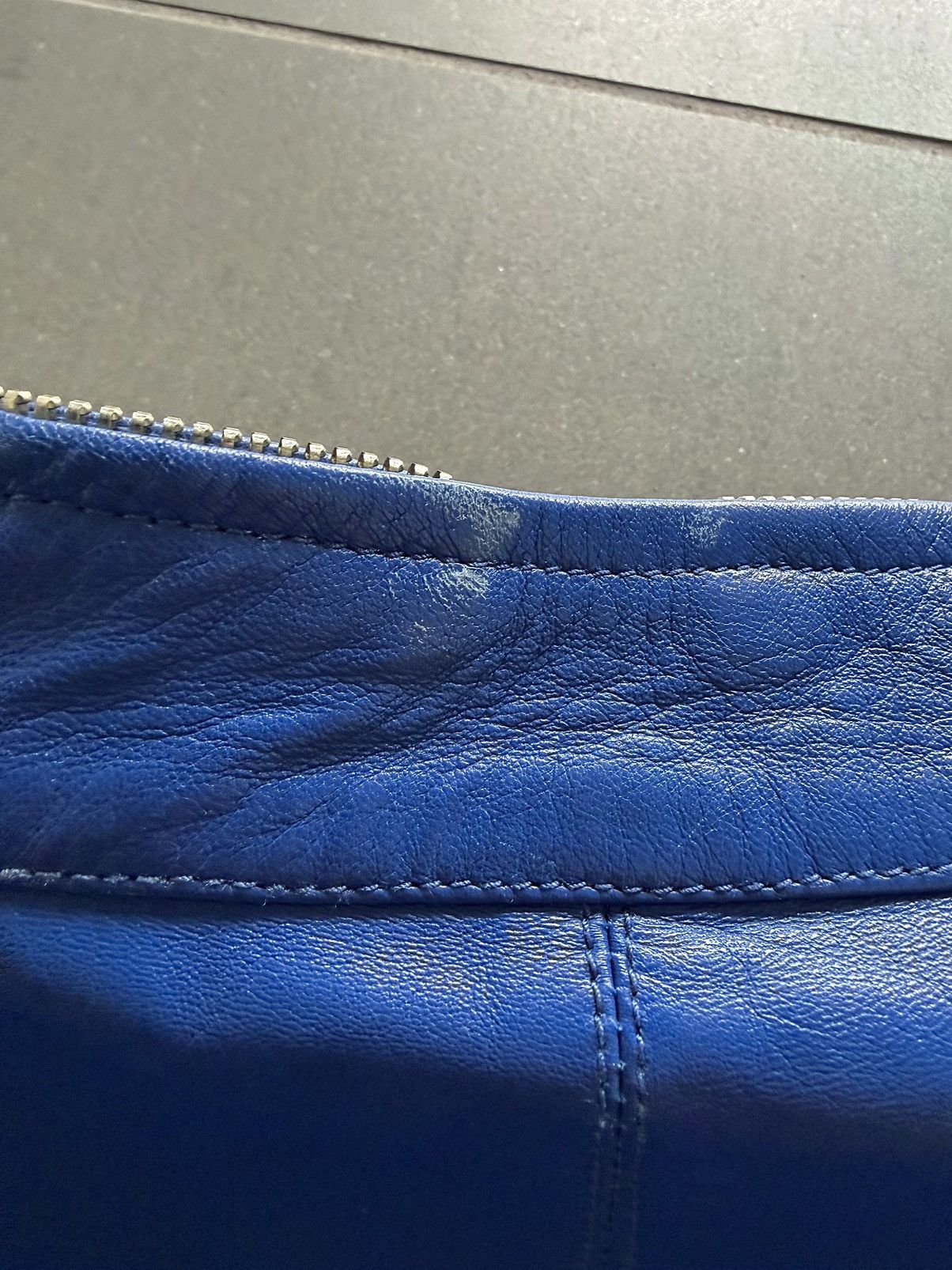Armani Armani Cobalt Blue Lamb Biker Leather Full Zip Jacket Size US M / EU 48-50 / 2 - 10 Thumbnail