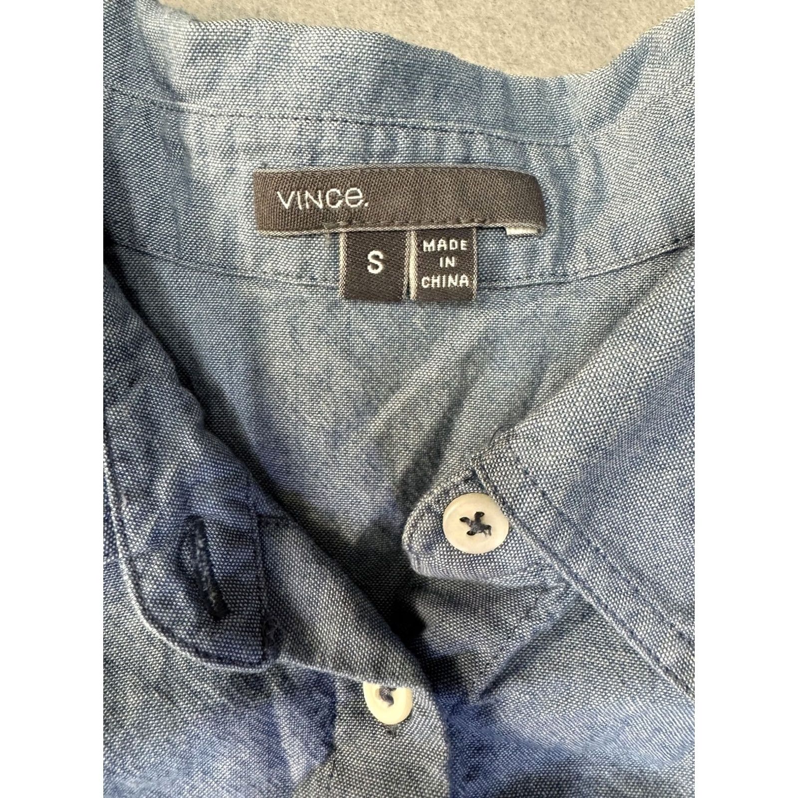 Vince Vince Womens Small Blue Chambray Button Front Casual Raglan Shirt Size S / US 4 / IT 40 - 5 Thumbnail