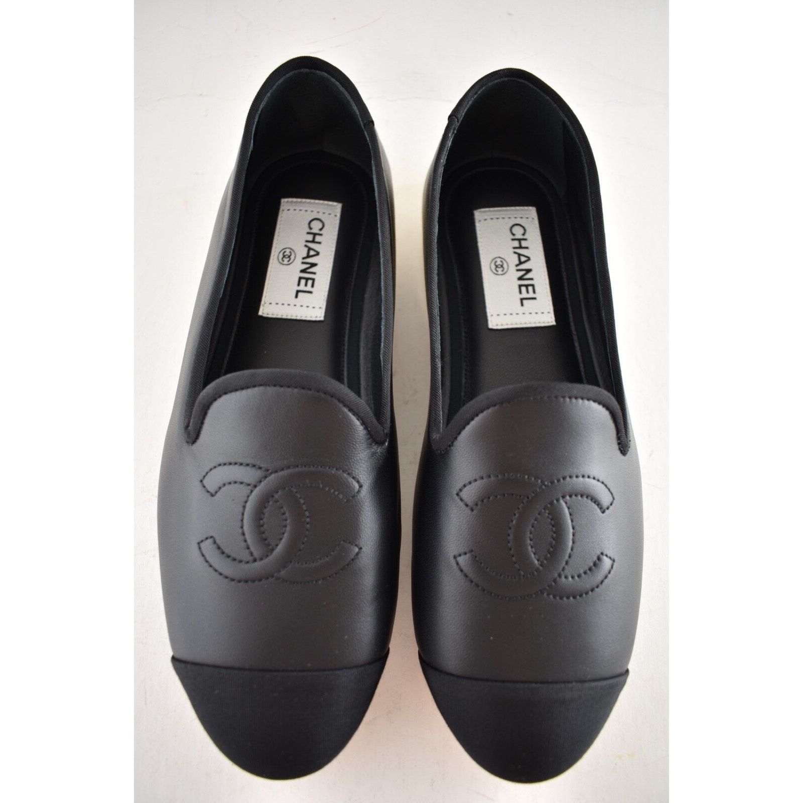 Chanel Chanel 23S Black Lambskin Grosgrain CC Logo Gold Heel Size US 7 / IT 37 - 10 Thumbnail
