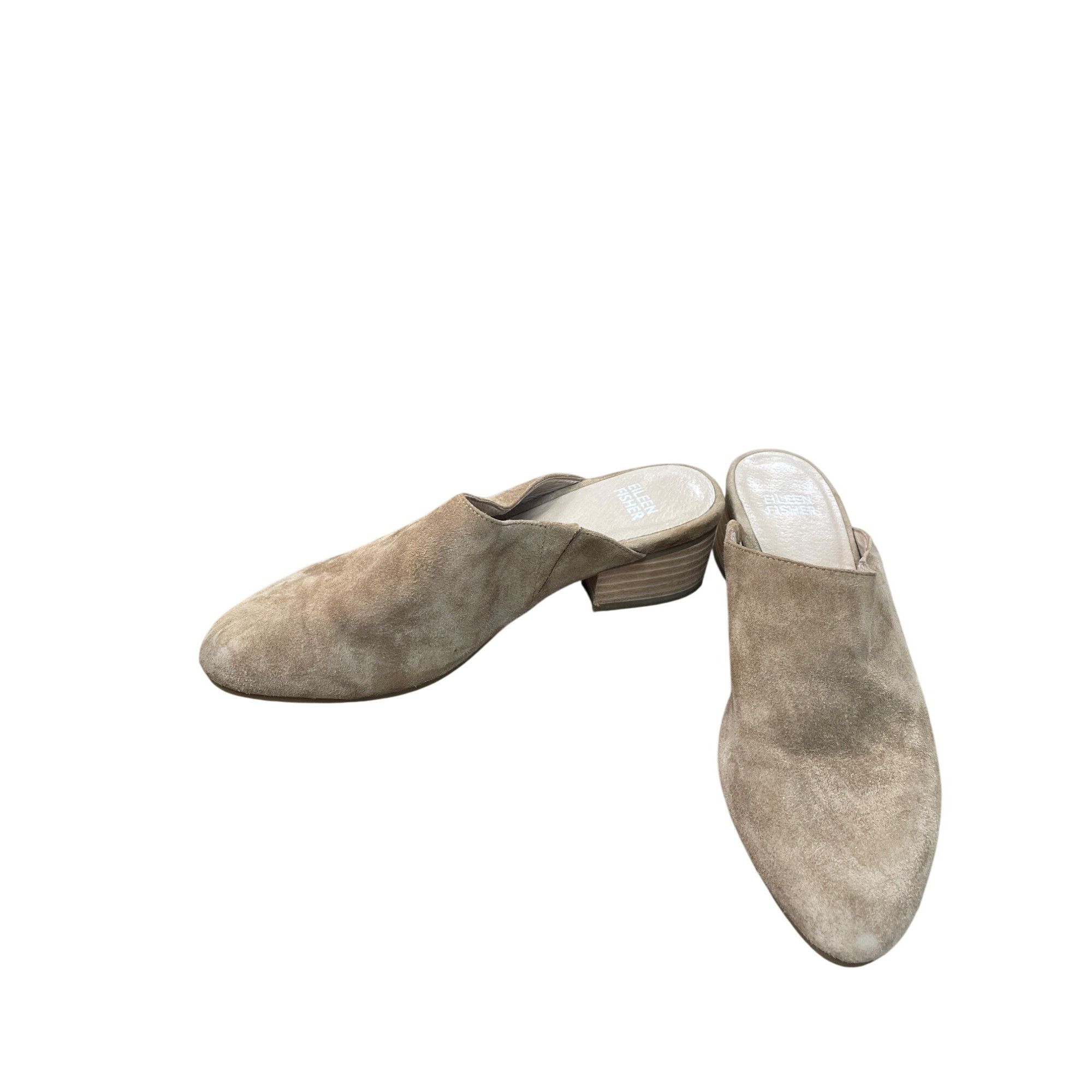 Eileen Fisher Eileen Fisher Womens Tan Suede Block Mules Shoes Size 5 SKU Size US 5 / IT 35 - 2 Thumbnail