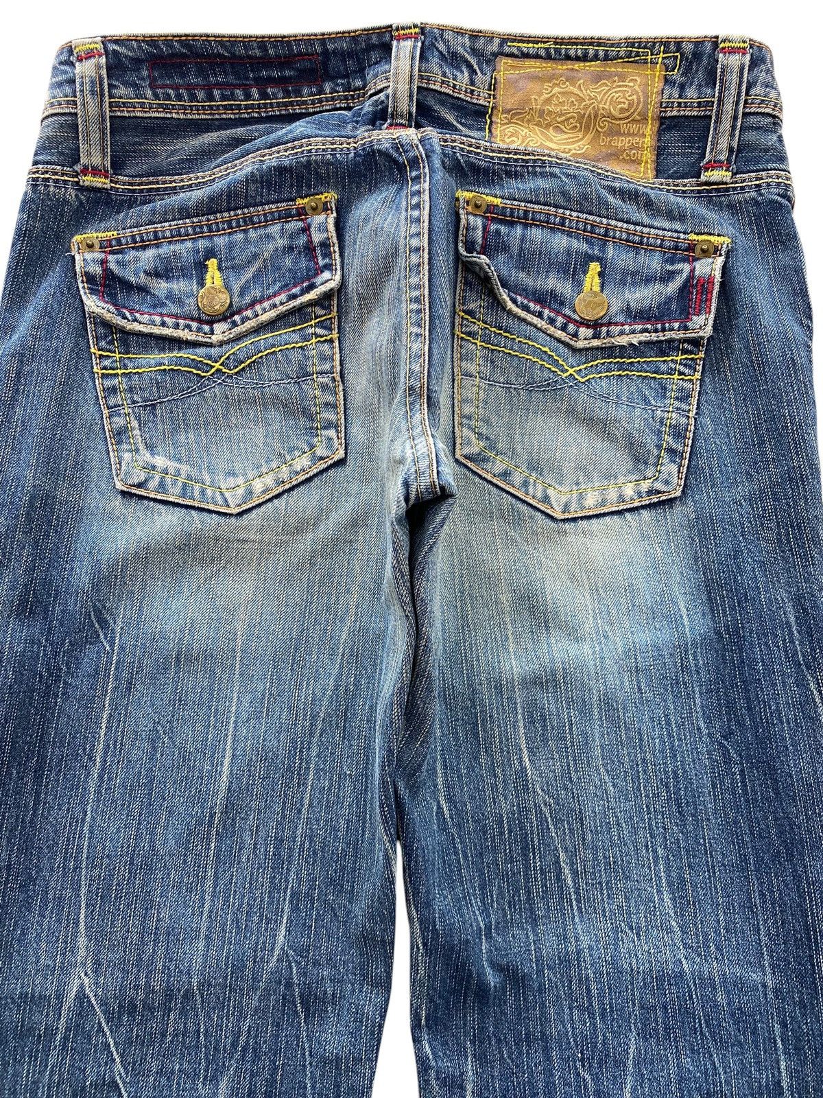 Japanese Brand Brappers Faded Wash Whiskered Style Straight Leg Jeans Size US 30 / EU 46 - 4 Thumbnail