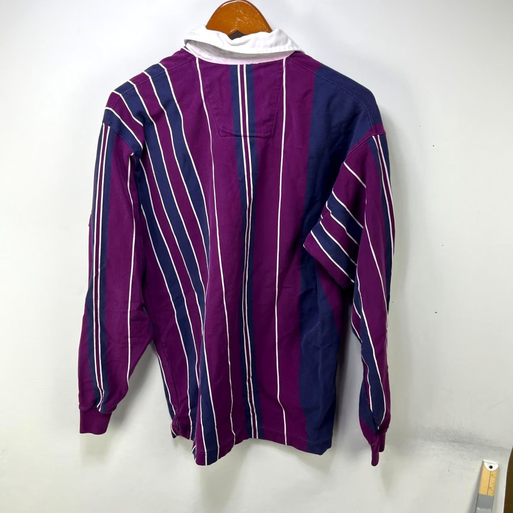 Vintage VINTAGE Rugby Polo Shirt Striped Purple 90s Hunting Logo Button M Men Size US M / EU 48-50 / 2 - 7 Thumbnail
