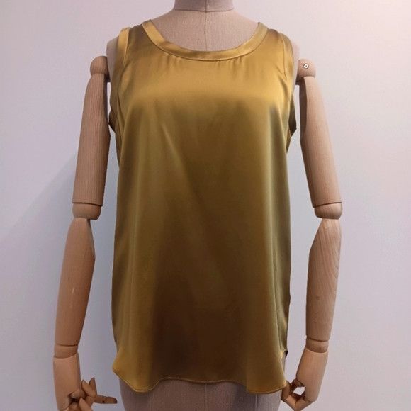 Lafayette 148 LAFAYETTE 148 Perla Luxe Silk Charmeuse Blouse - Gold Size S / US 4 / IT 40 - 2 Thumbnail