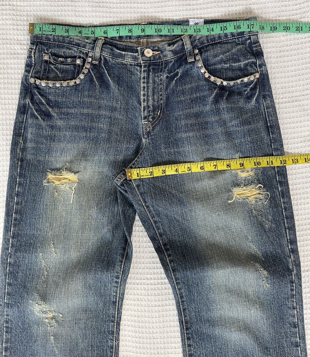 Kentucky Boy Tyler Rare‼️Vintage🔥WESTOPIA🔥Distressed Denim Skull Punk Design Size US 35 - 5 Thumbnail