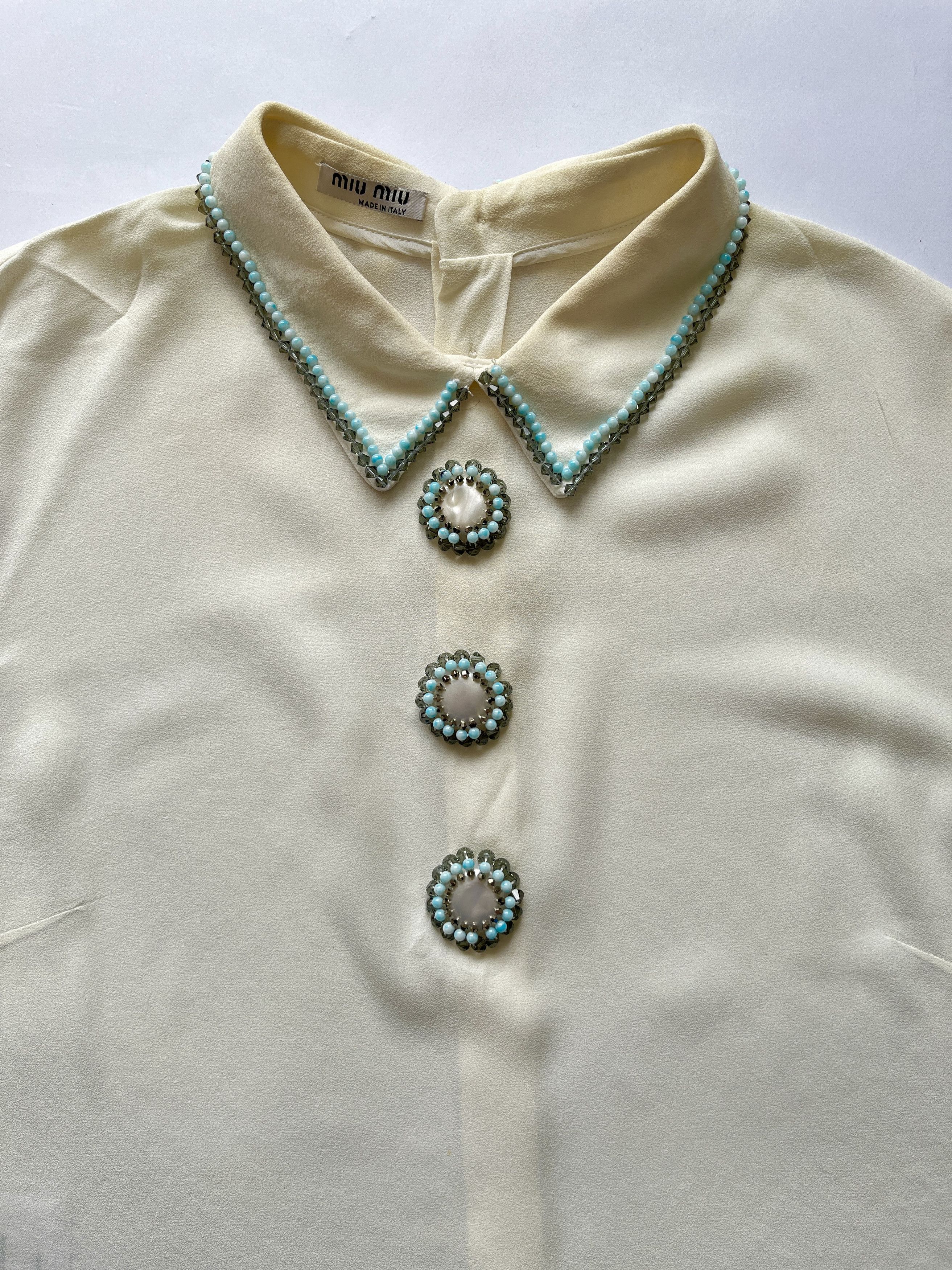 Miu Miu ⚡️QUICK SALE⚡️ 2015 Miu Miu Cream Blouse Top with Beading Size M / US 6-8 / IT 42-44 - 3 Thumbnail