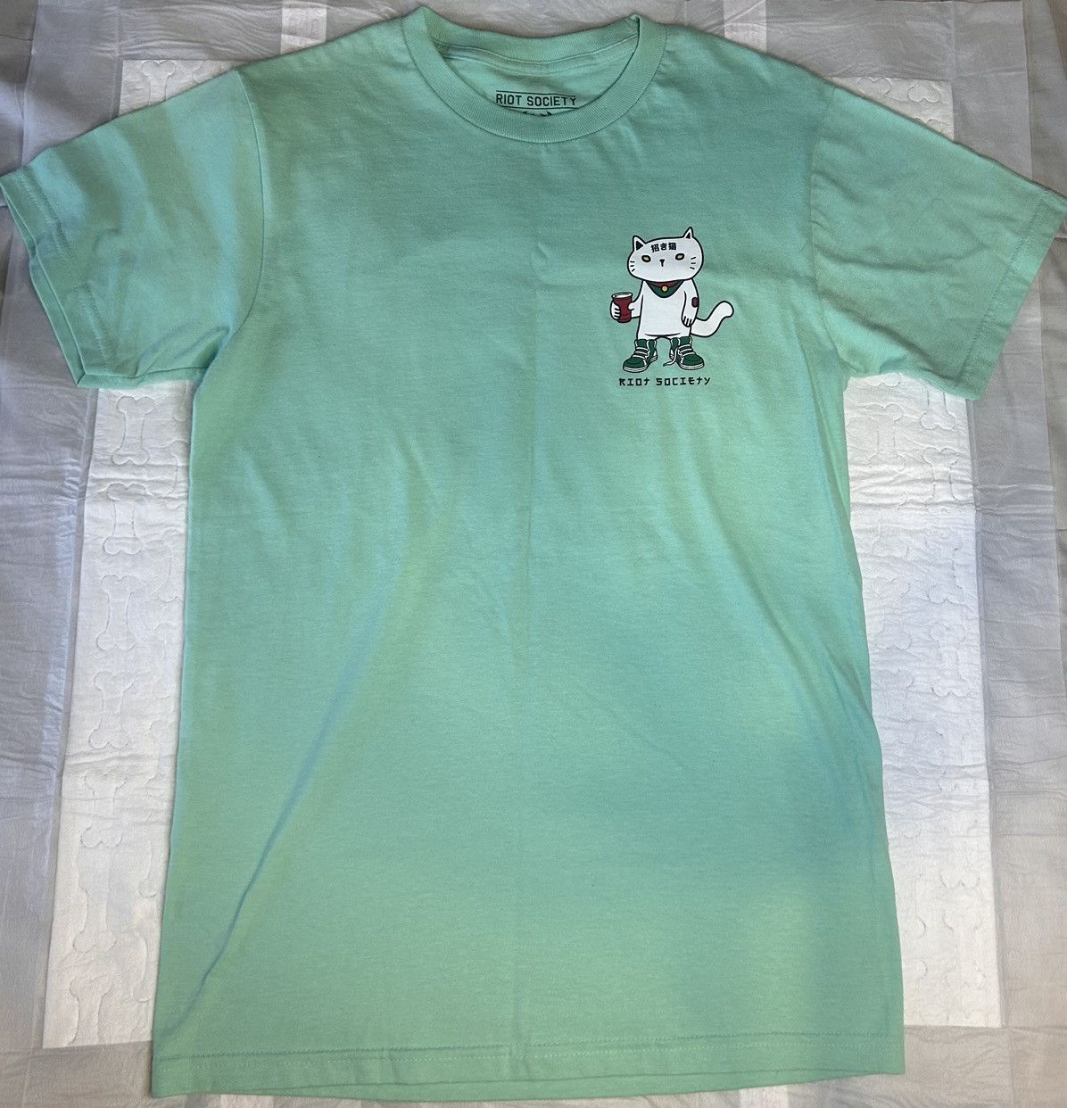 Riot Society Riot Society Lucky Cat Graphic Tee – Size S – Mint Green Size US S / EU 44-46 / 1 - 2 Thumbnail
