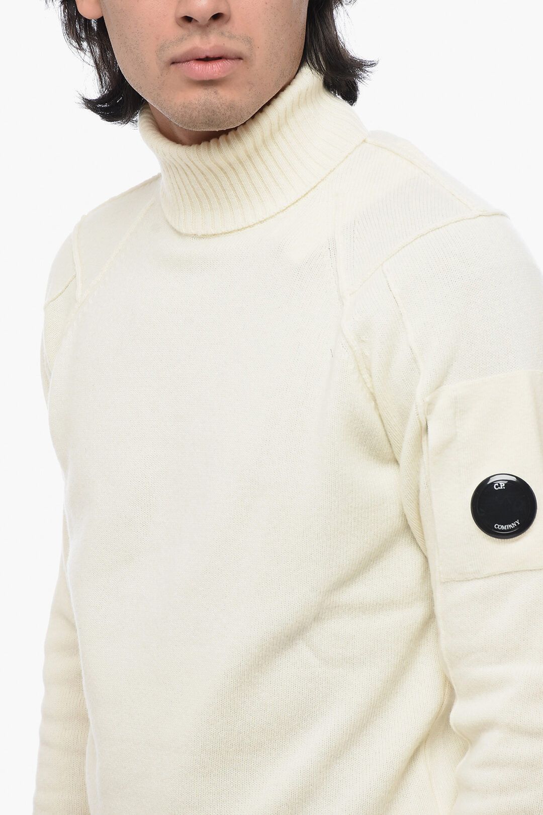 C.P. Company og1mm1024 Turtleneck Sweater in White Size US L / EU 52-54 / 3 - 3 Thumbnail