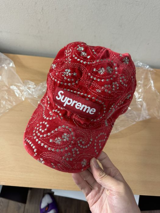 Supreme Velvet Paisley Camp Cap | Grailed