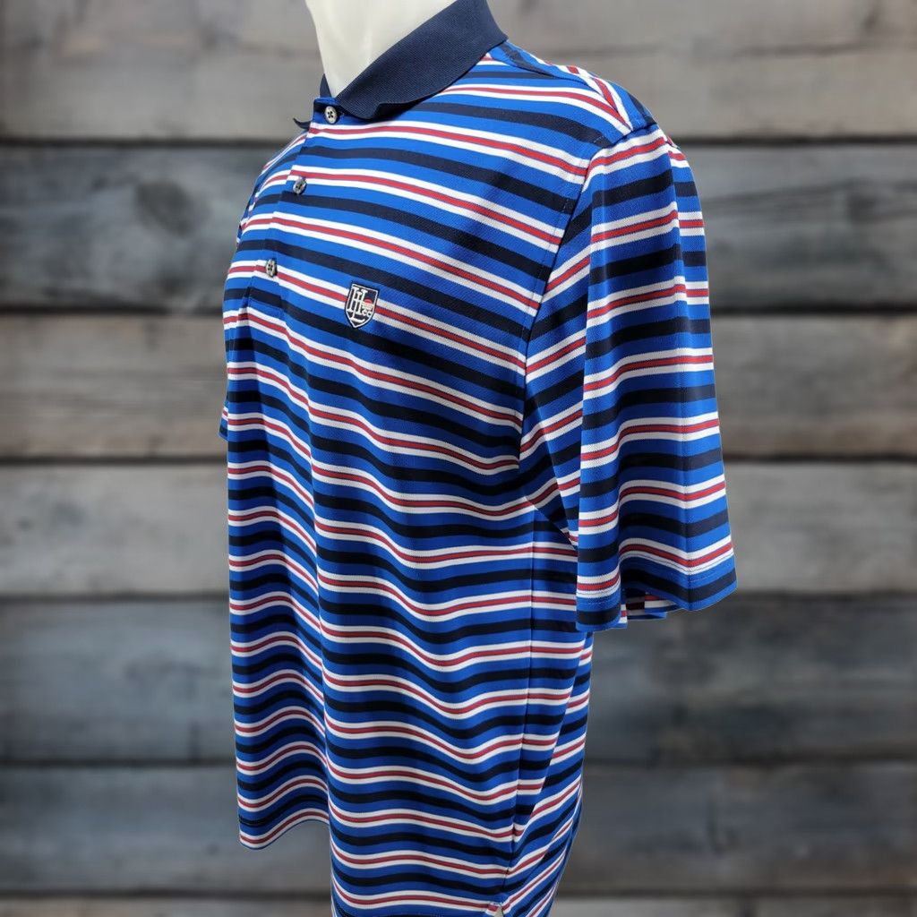 Footjoy FootJoy FJ Golf Polo Shirt Mens Large Blue Red Black Striped Logo Shirt Polo Sportswear Casual Golf Size US L / EU 52-54 / 3 - 1 Thumbnail