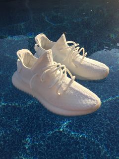Yeezy Adidas Cream/White Knit Fabric 350 V2 Natural Sneakers 39 1/3