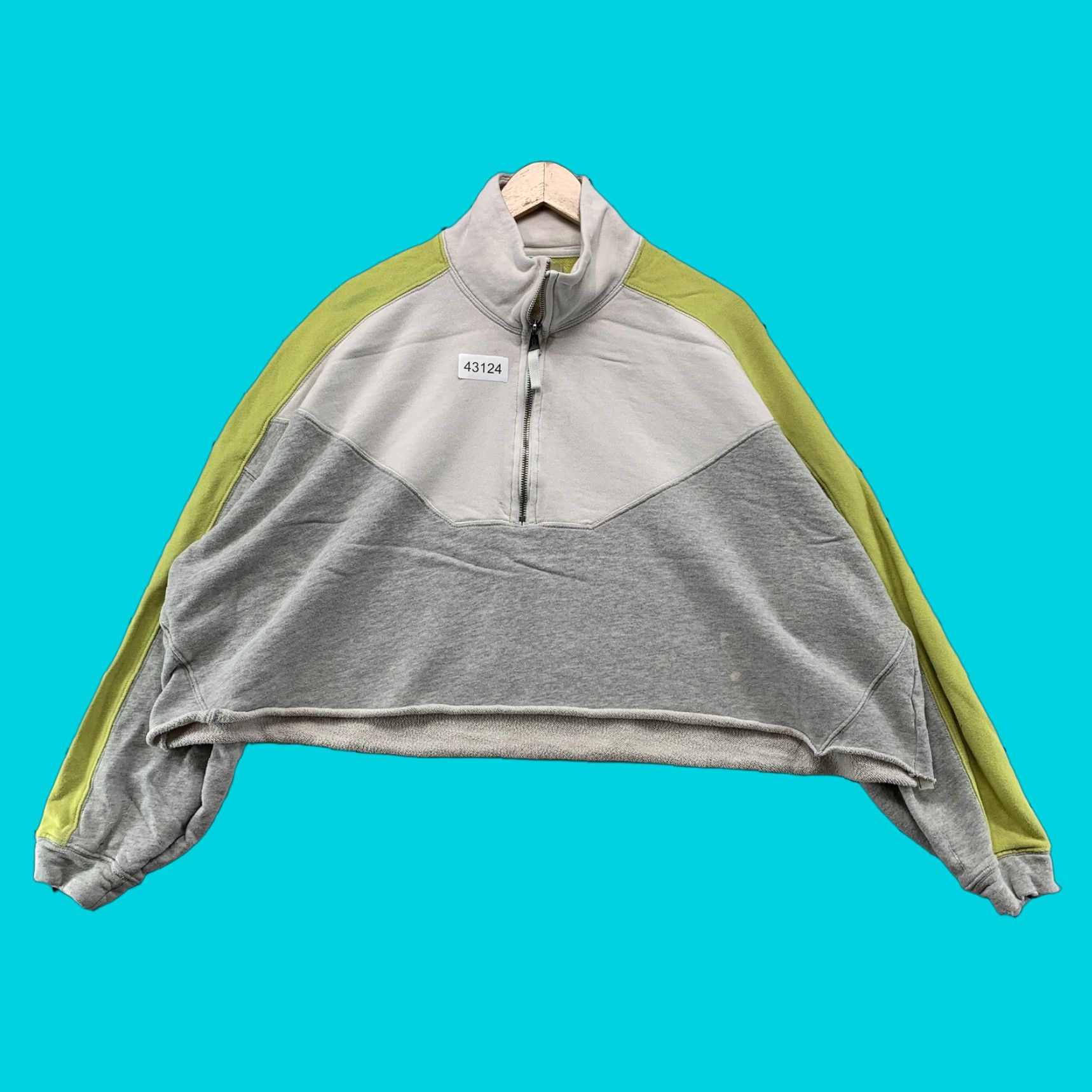 Free People Free People FP Movement 1/2 Zip Sweatshirt XS Gray Green Cropped Pullover Womens Activewear Size XS / US 0-2 / IT 36-38 - 1 Thumbnail