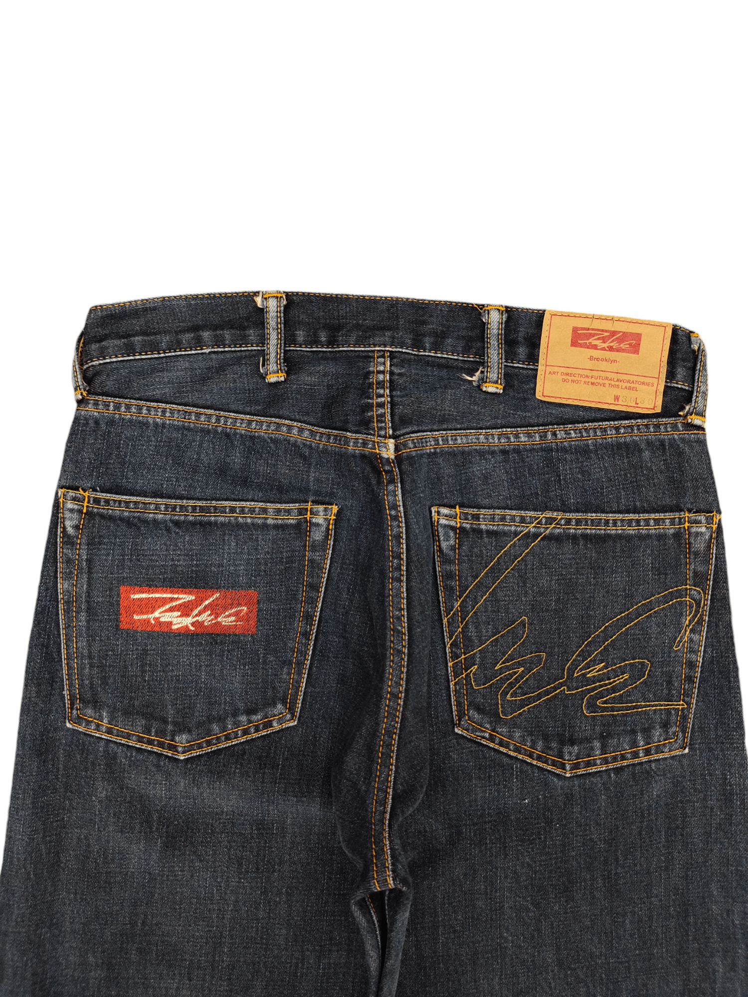 Futura 1990s Futura Embroidered Logo Distress Denim Jeans Size US 30 / EU 46 - 12 Thumbnail