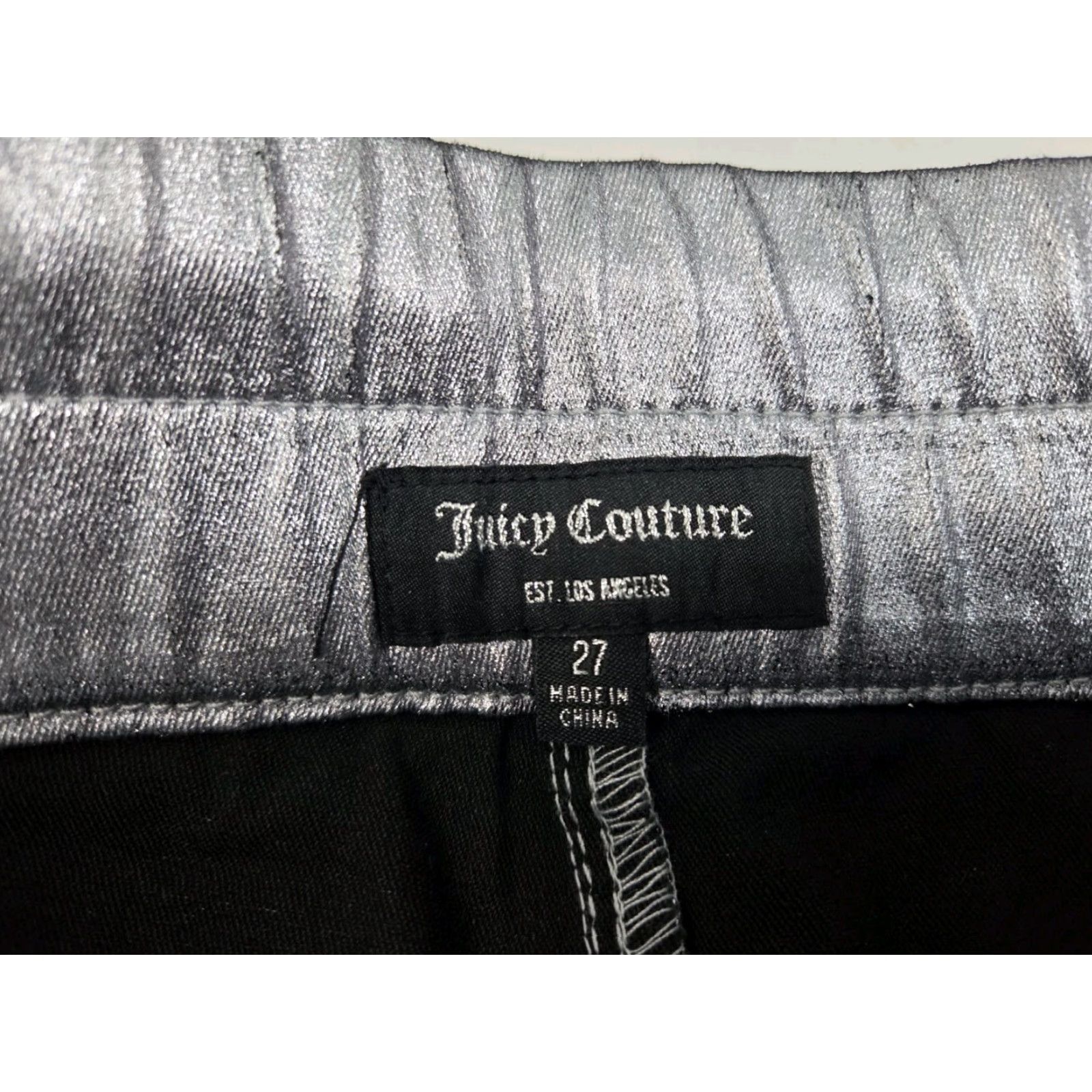 Juicy Couture Juicy Couture Womens Easy Skinny Pants Drawstring Pockets Size 27 Gun metal/Silver 27 Inseam Chino Knit Slimming Regular Mens? Women? Size 27" / US 4 / IT 40 - 5 Thumbnail