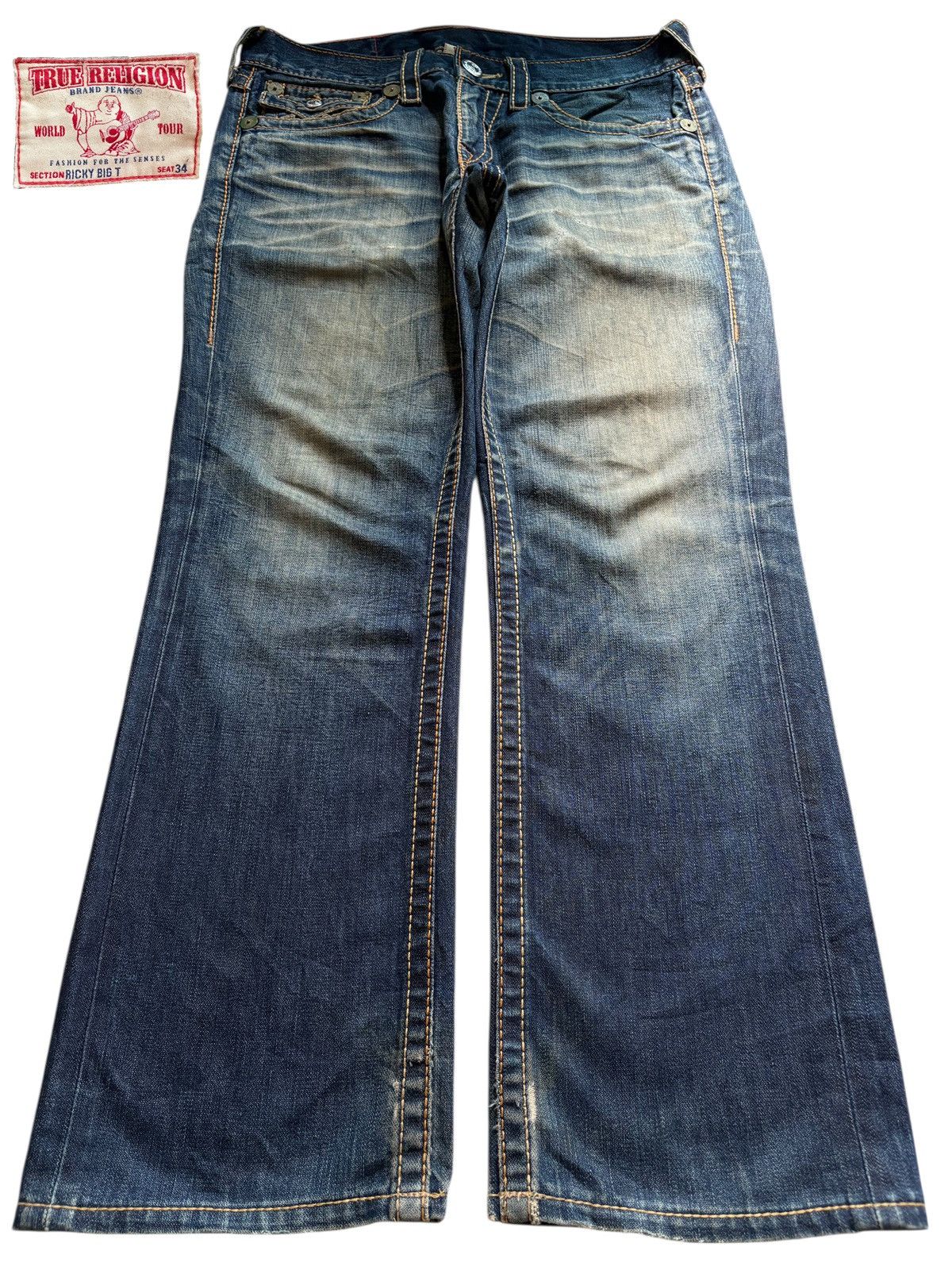 True Religion Vintage True Religion Ricky Big T Mud Wash Baggy Jeans Size US 34 / EU 50 - 1 Thumbnail