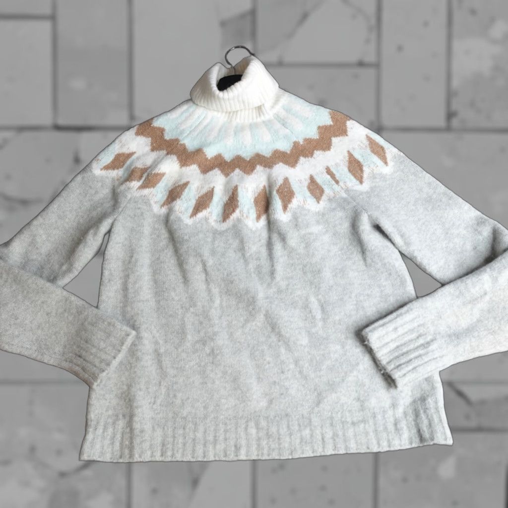 J.Crew J.Crew Womens Sweater Raglan Gray Alpaca Wool Fair Isle Crew Neck Small Pullover Ladies Girls Ladies? Size S / US 4 / IT 40 - 1 Thumbnail