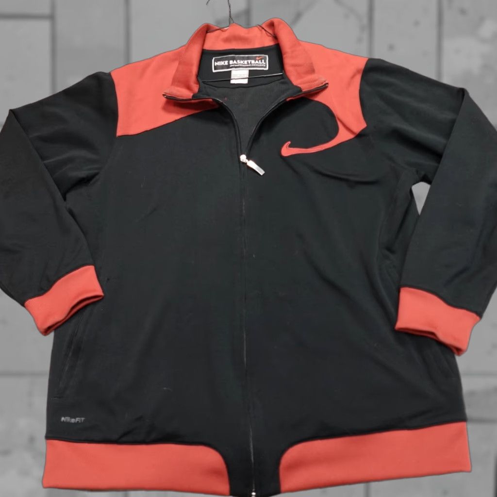 Nike **Vintage Nike Track Jacket Black XL Full Zip Red Trim Basketball Y2K** User: Vintage Nike Track Jacket Black Full Zip Red Trim XL Basketball Y2K Size US XL / EU 56 / 4 - 1 Thumbnail