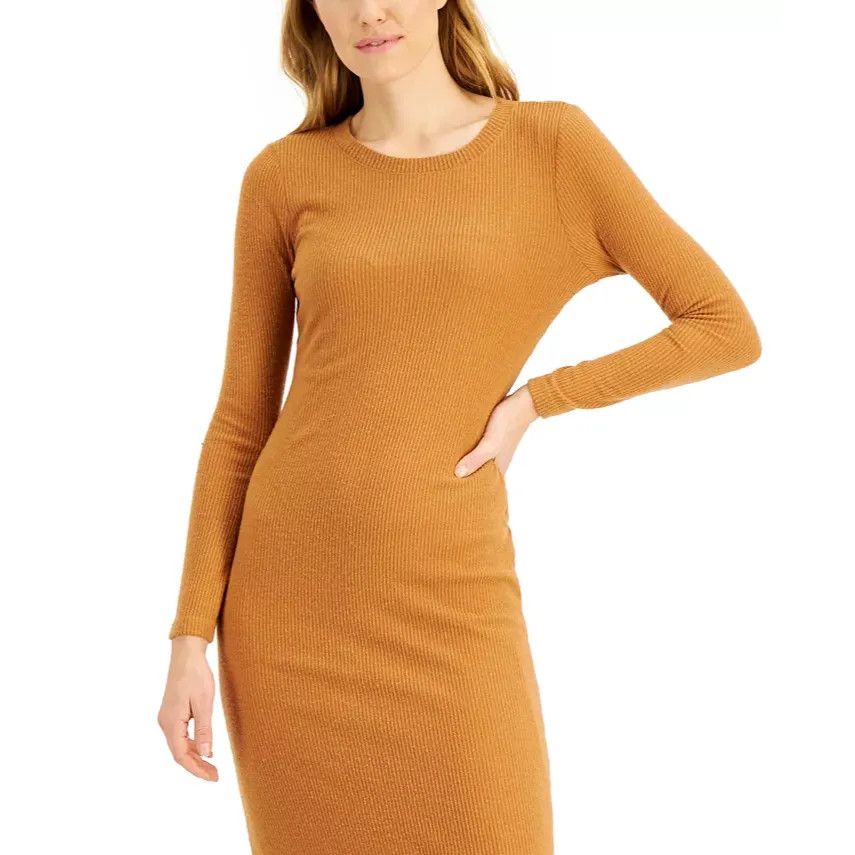 Other INC International Concepts Ribbed Midi Dress, Camel, Sz. S Size S / US 4 / IT 40 - 2 Thumbnail
