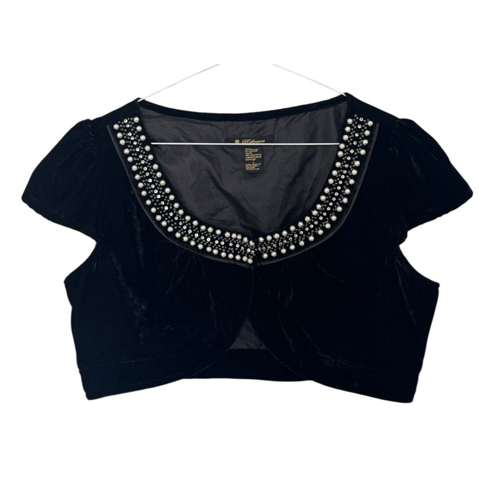 Other Vintage REFERENCE Velvet Rhinestone Pearl Beaded Shrug 1940s Size L / US 10 / IT 46 - 6 Thumbnail