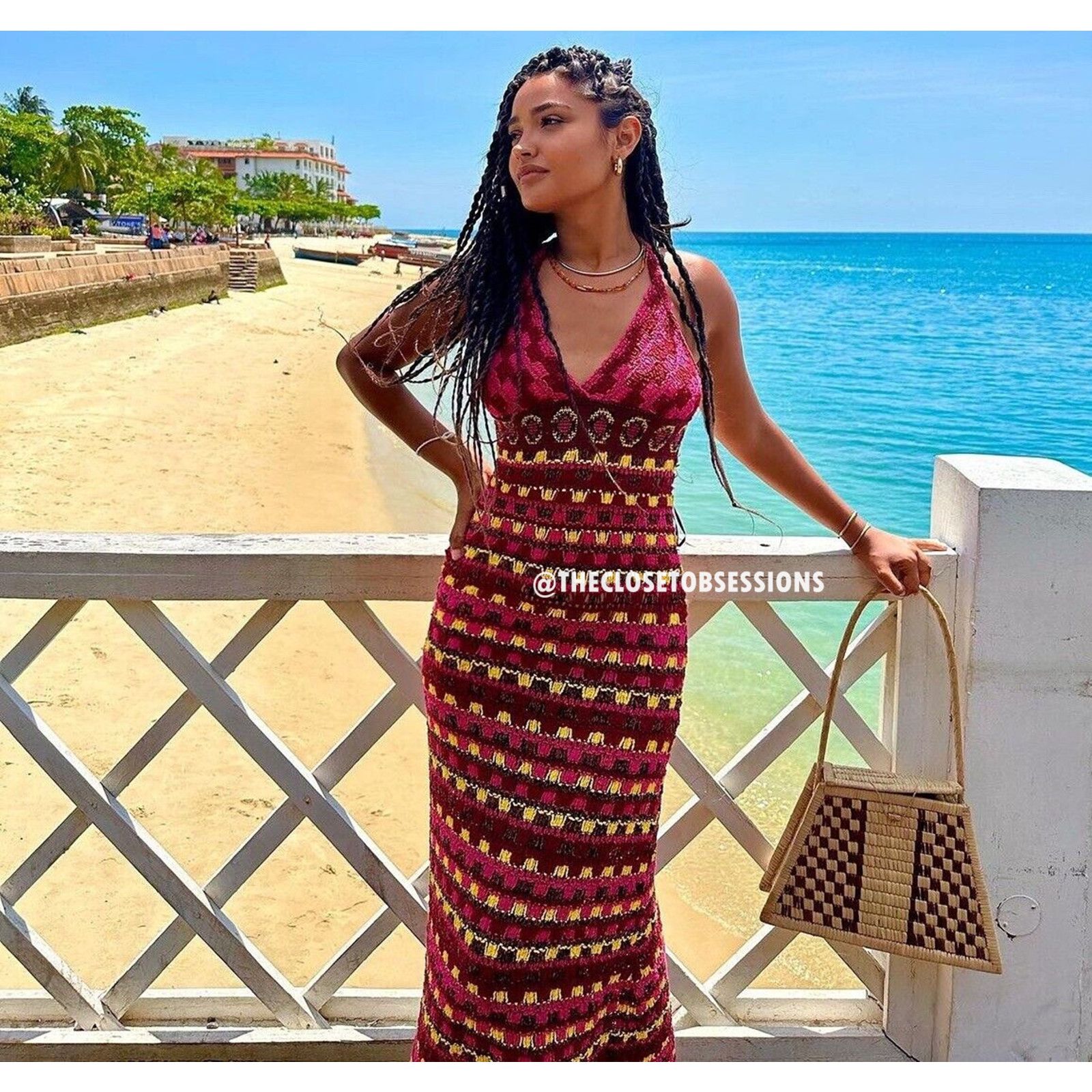 Zara ZARA Blogger Favorite V-Neck Knit Midi Dress NWT Multicolor Size L / US 10 / IT 46 - 13 Thumbnail