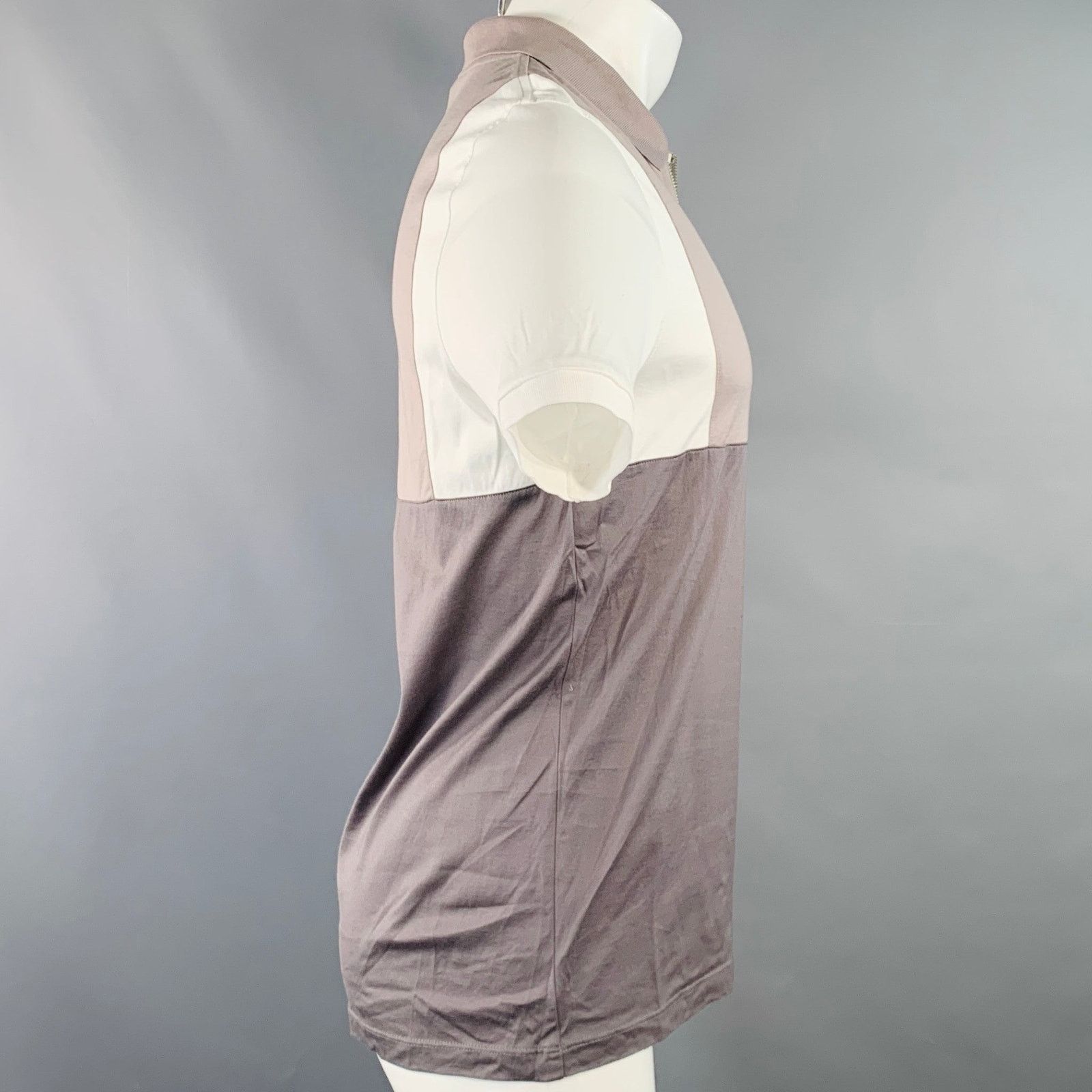 Reiss REISS Samuel White Tan Brown Color Block Cotton Zip Polo Size US S / EU 44-46 / 1 - 2 Thumbnail