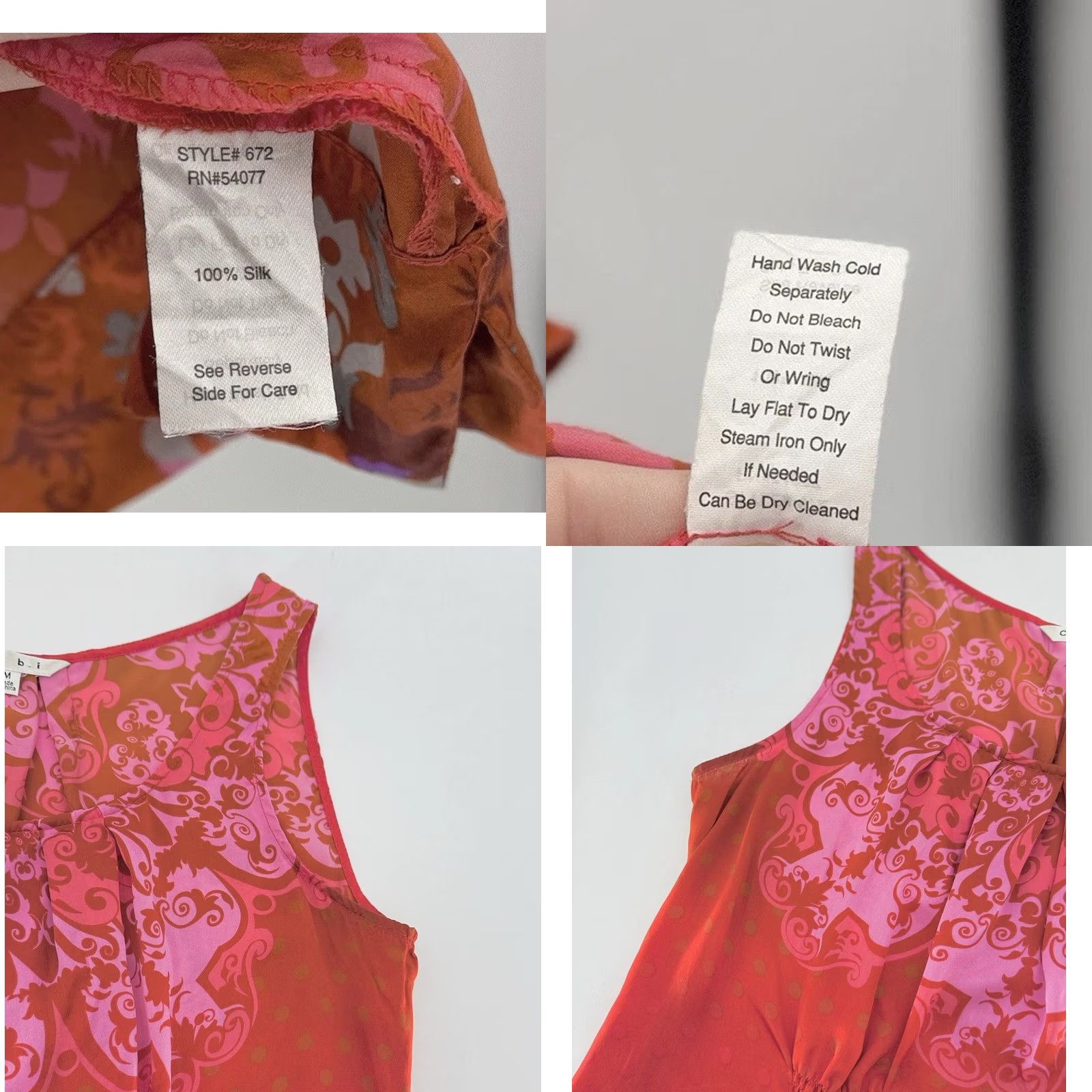 Vintage CAbi Top Womens M Red True Love Tank Sleeveless Floral Silk Pleated Preppy Size M / US 6-8 / IT 42-44 - 8 Thumbnail