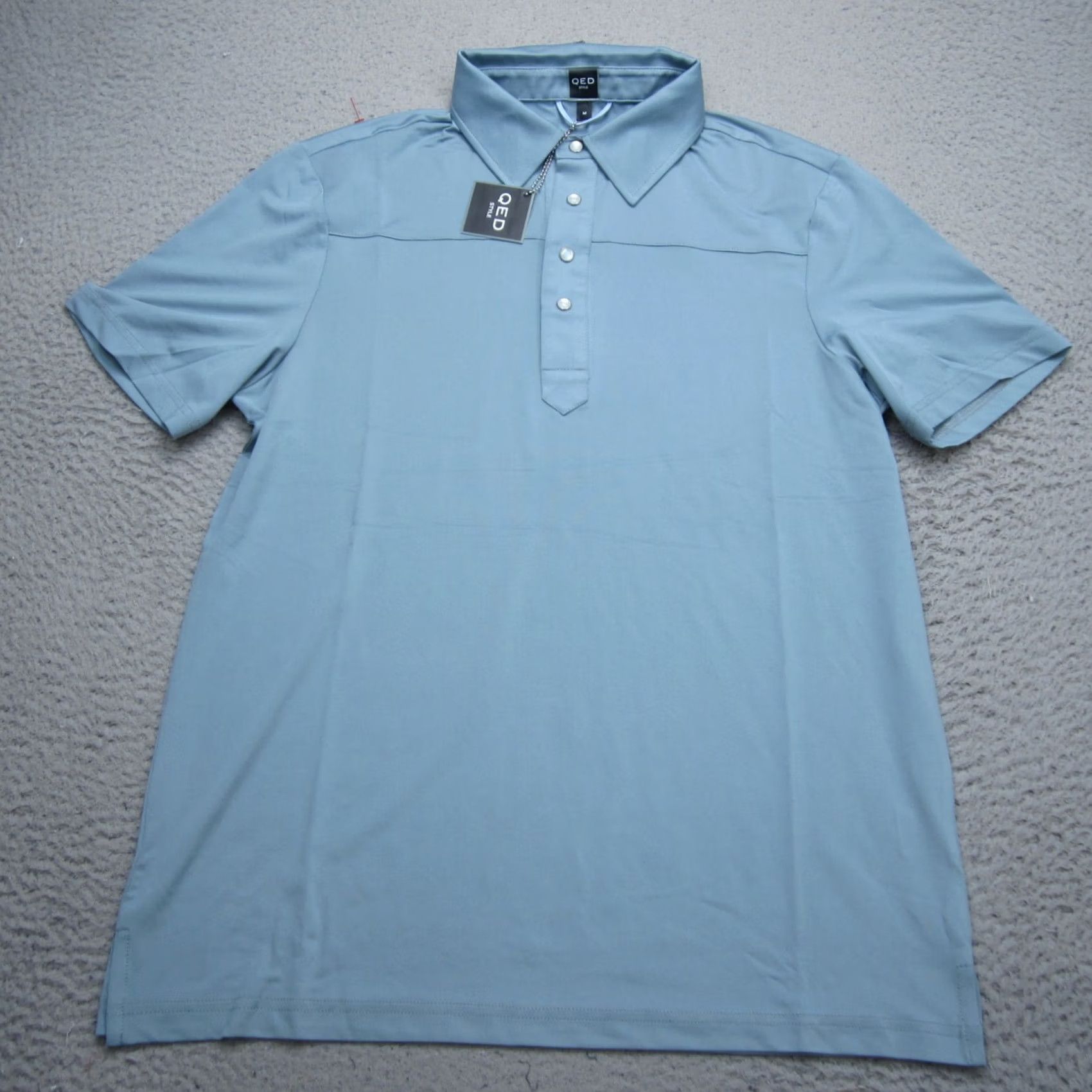 Vintage Qed Style Polo Mens M Blue Snap Performance Lightweight Stretch Golf Shirt Size US M / EU 48-50 / 2 - 2 Thumbnail