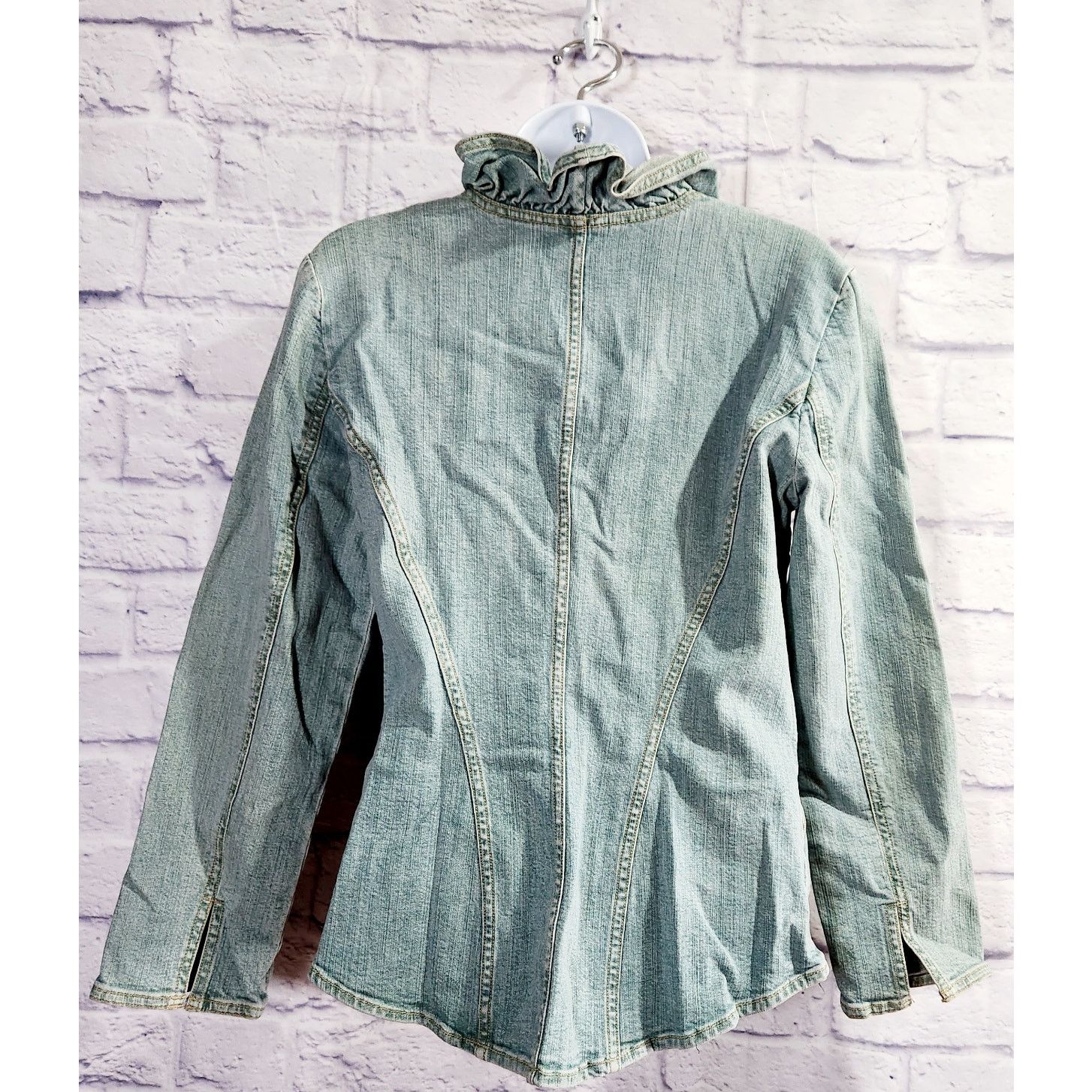 Other VTG Company Ellen Tracy Stonewash Ruffled Denim Jacket 6 Size M / US 6-8 / IT 42-44 - 4 Thumbnail