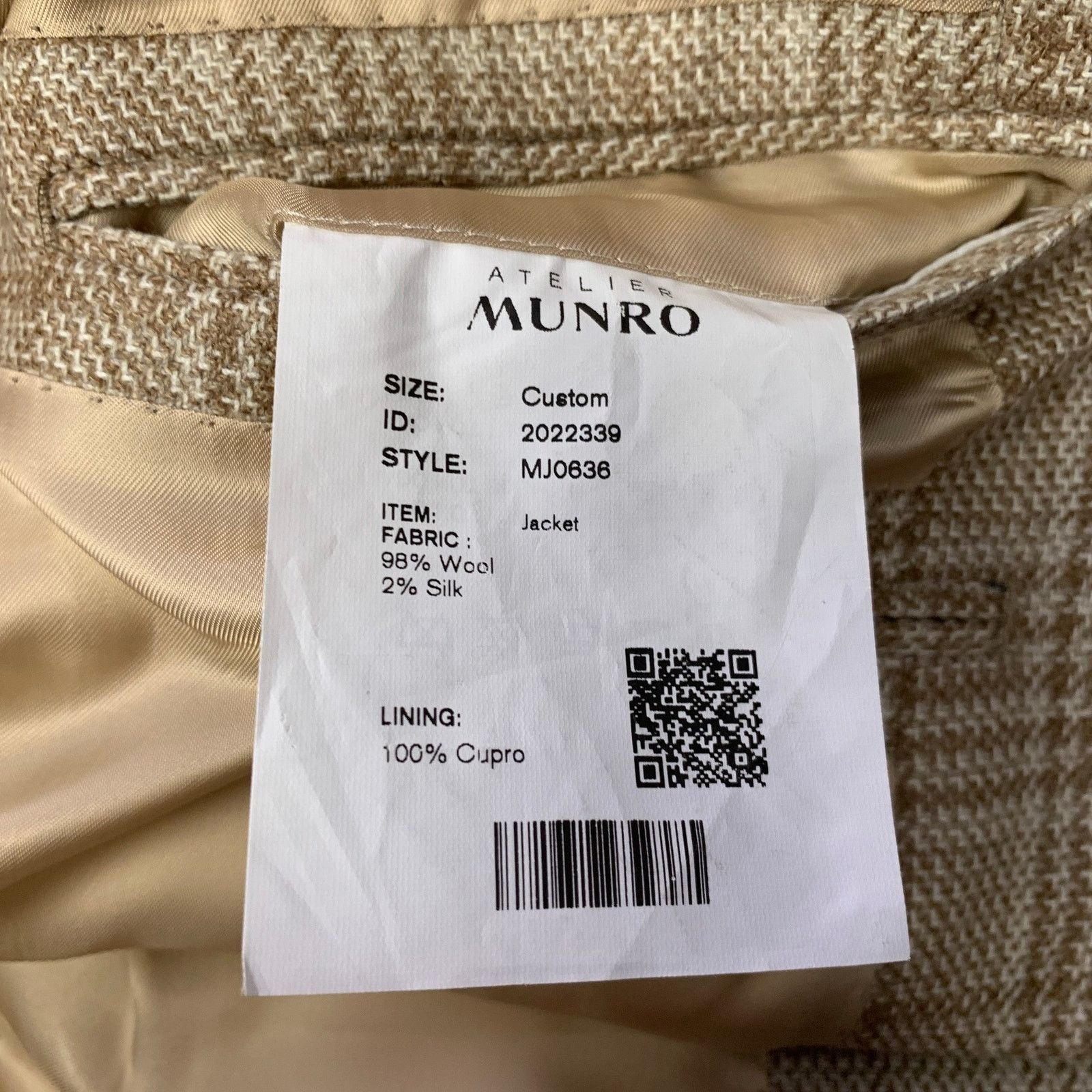 Other ATELIER MUNRO 38 Off White Check Notch Lapel Sport Coat Size 38R - 8 Thumbnail