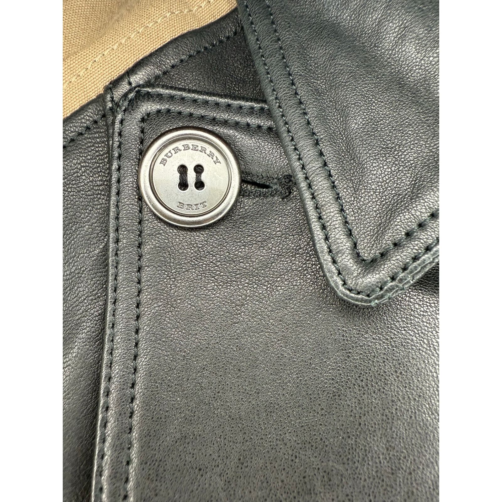 Burberry Burberry Brit Black Brown Leather Cotton Belted Jacket US 4 Size S / US 4 / IT 40 - 5 Thumbnail