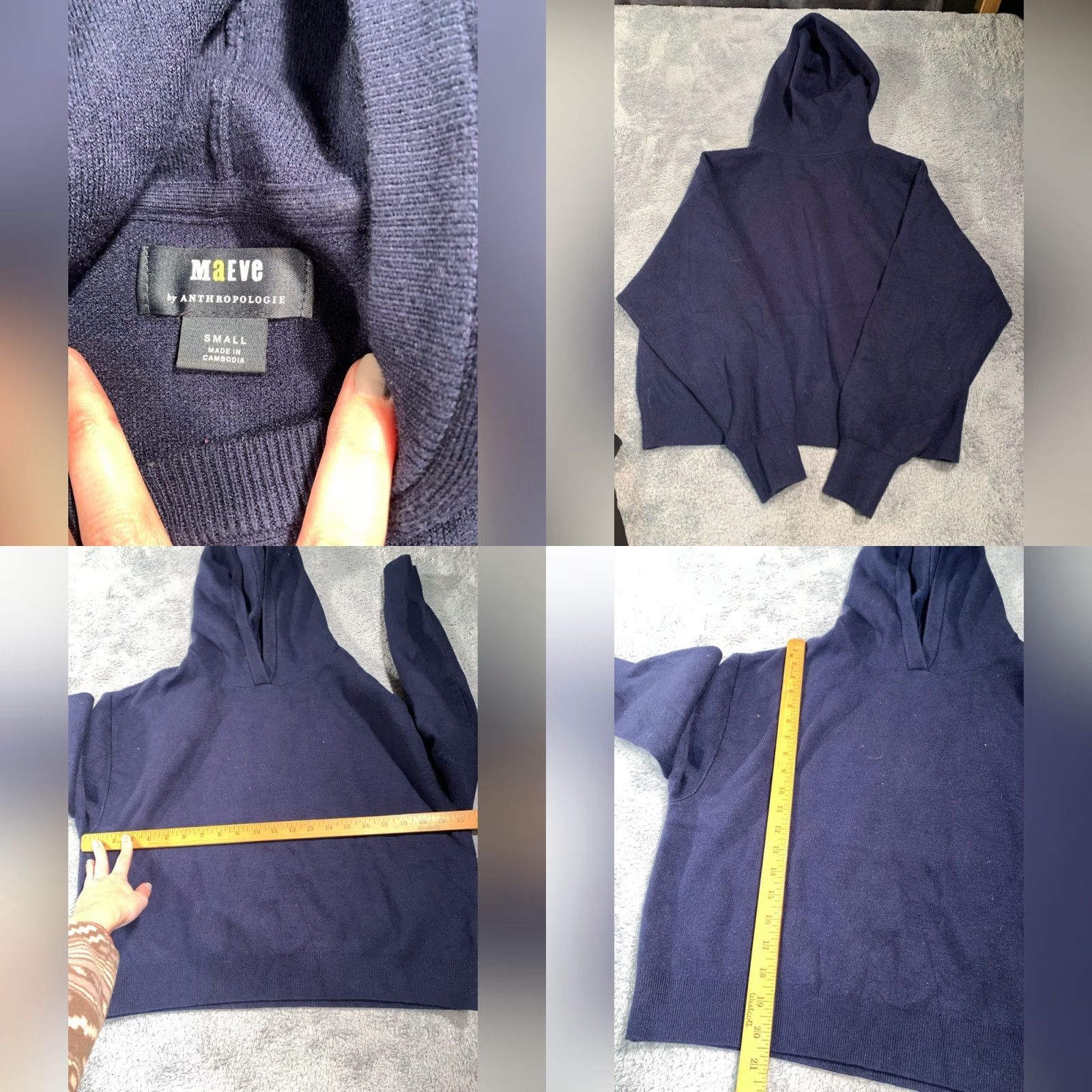 Vintage Maeve Navy Blue Hooded Sweater Womens S Pullover Knit Anthropologie Blue Hooded Pullover Knit Navy Blue Maeve Women Size S / US 4 / IT 40 - 8 Thumbnail