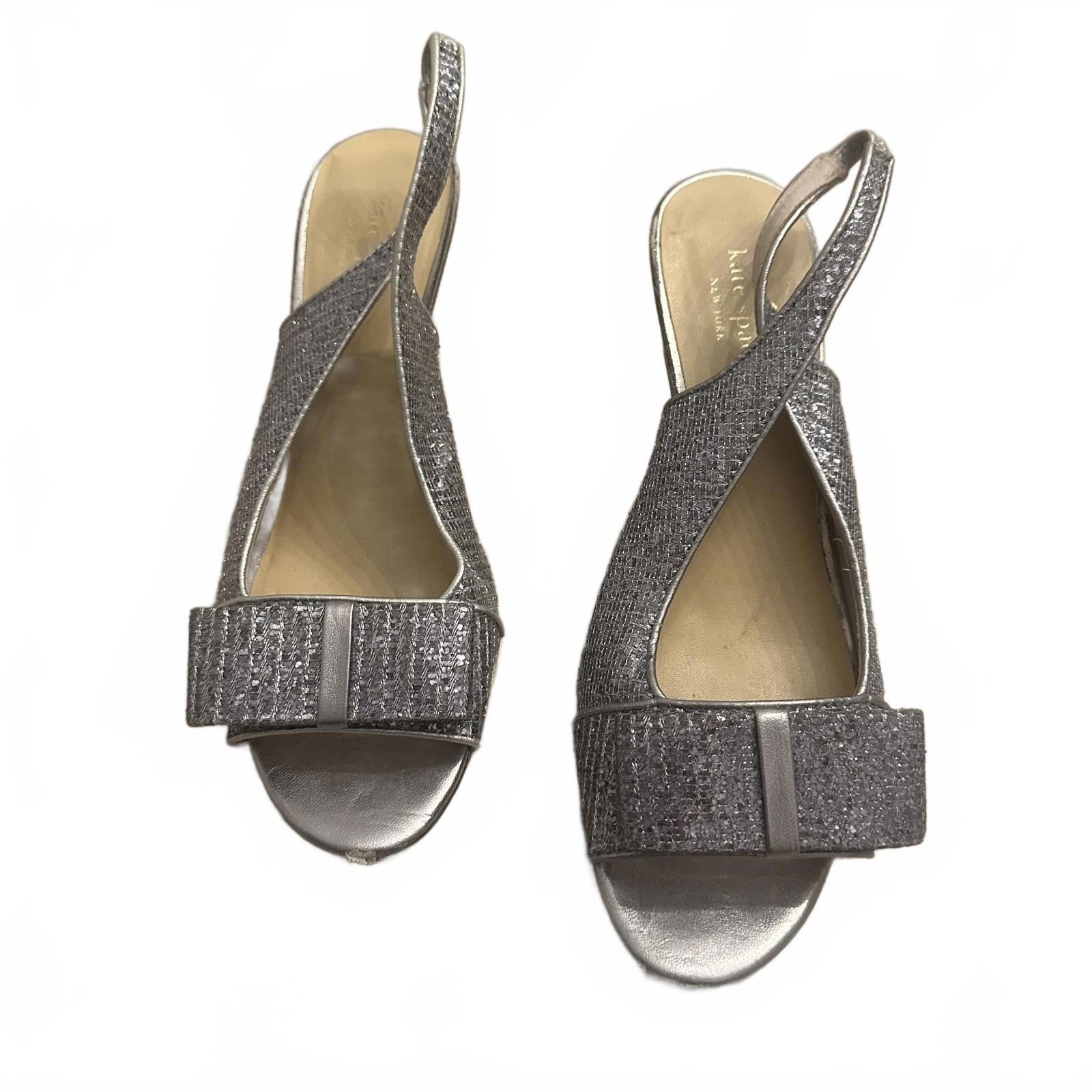 Designer Kate Spade Silver Slingback Heels Size US 9 / IT 39 - 1 Thumbnail