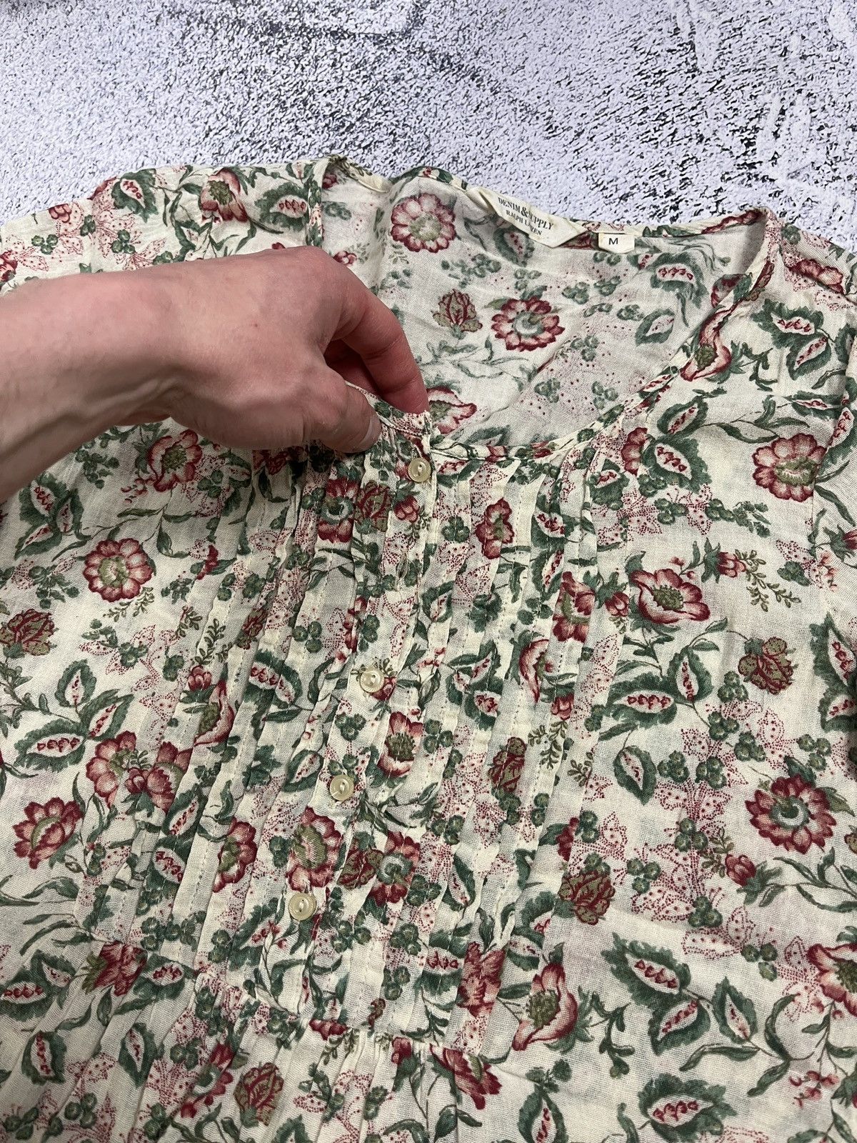 Denim & Supply Ralph Lauren × Polo Ralph Lauren × Ralph Lauren Denim & Supply Ralph Lauren Boho Floral Womens Blouse Top Size M / US 6-8 / IT 42-44 - 11 Thumbnail