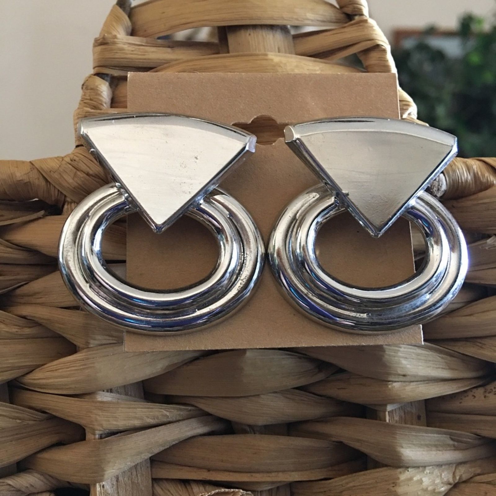 Vintage Vintage silver tone statement pierced earrings Size ONE SIZE - 1 Thumbnail