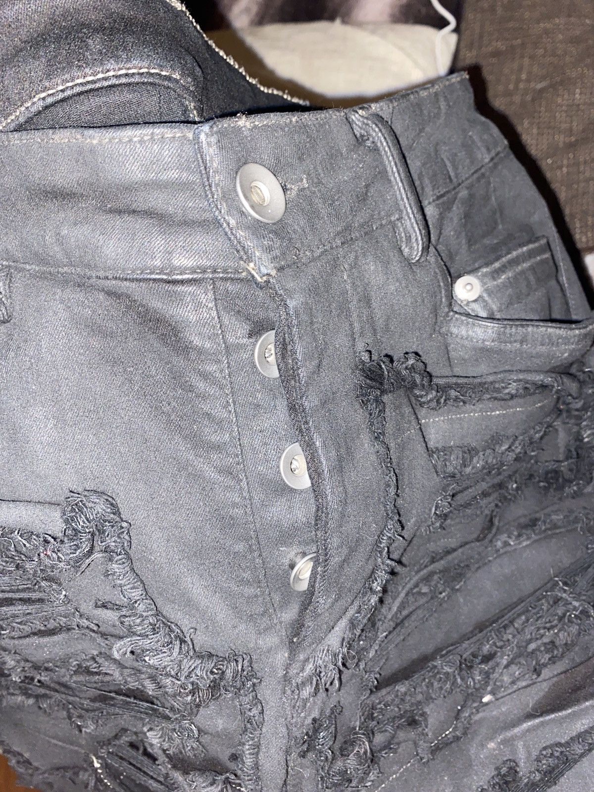 Rick Owens Drkshdw Rick Owens Thrashed Tyrone Waxed Denim Size US 31 - 8 Thumbnail