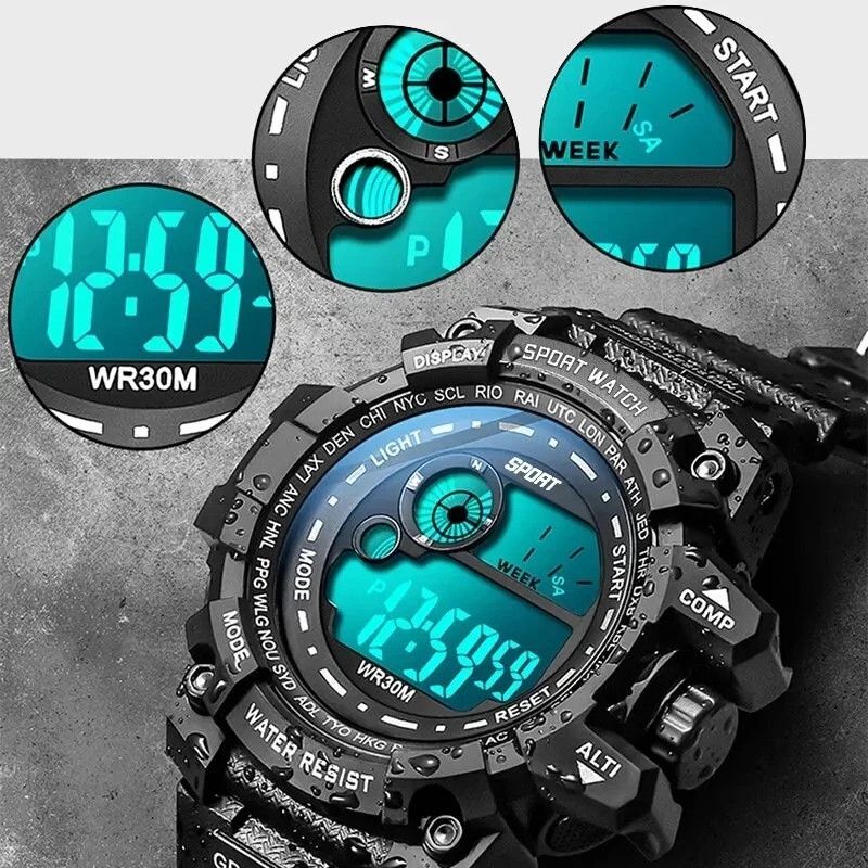 Other Men’s Tactical Digital Sport Watch LED Military Shock Style Size ONE SIZE - 4 Thumbnail