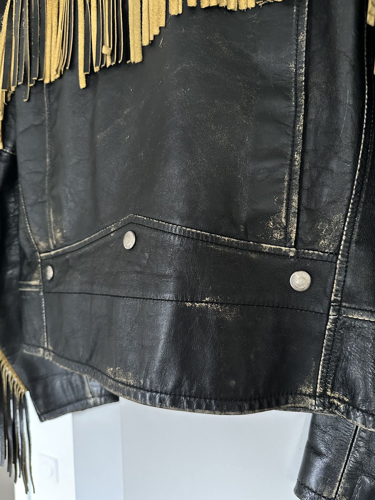 Saint Laurent Paris Saint Laurent by Hedi Slimane fringe biker leather jacket Size US S / EU 44-46 / 1 - 7 Thumbnail