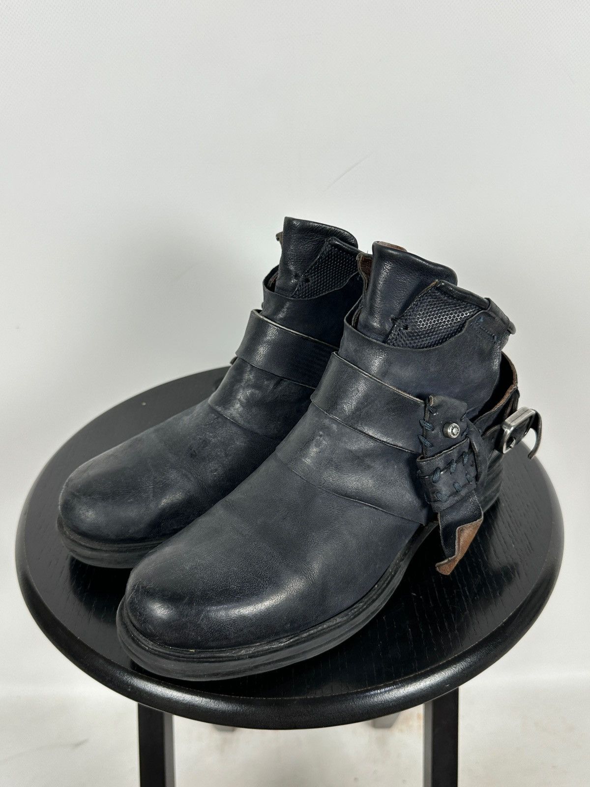 A.S.98 A.S.98. Airstep Navy Blue Leather Biker Ankle Boots Size US 8 / IT 38 - 7 Thumbnail