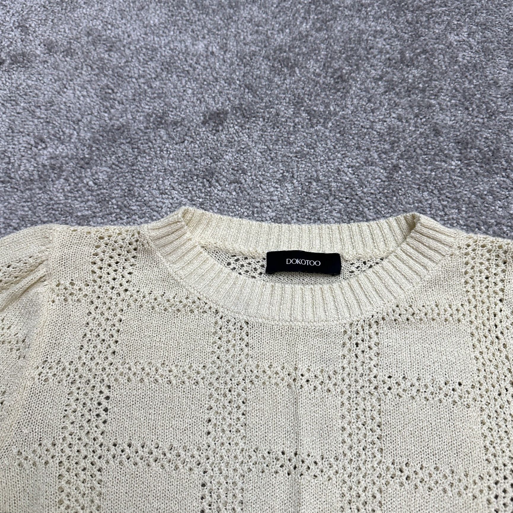 Vintage Dokotoo Blouse Womens M Ivory Knit Top Short Sleeve Crew Neck Classic Size M / US 6-8 / IT 42-44 - 3 Thumbnail