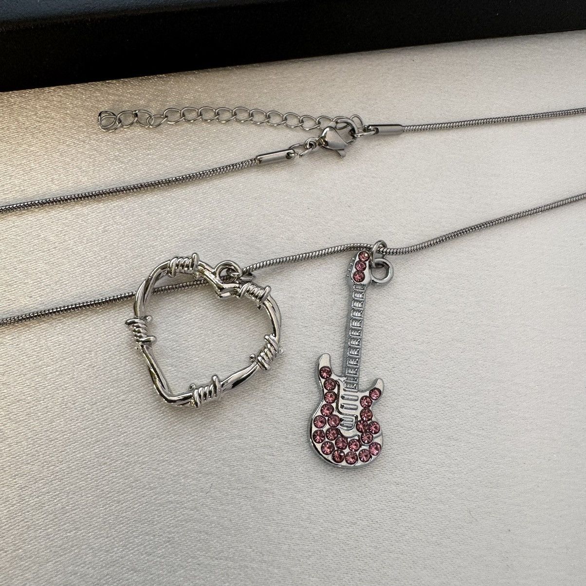 Other Love Heart Pink CZ Guitar Pendant Necklace for Women Size ONE SIZE - 4 Thumbnail