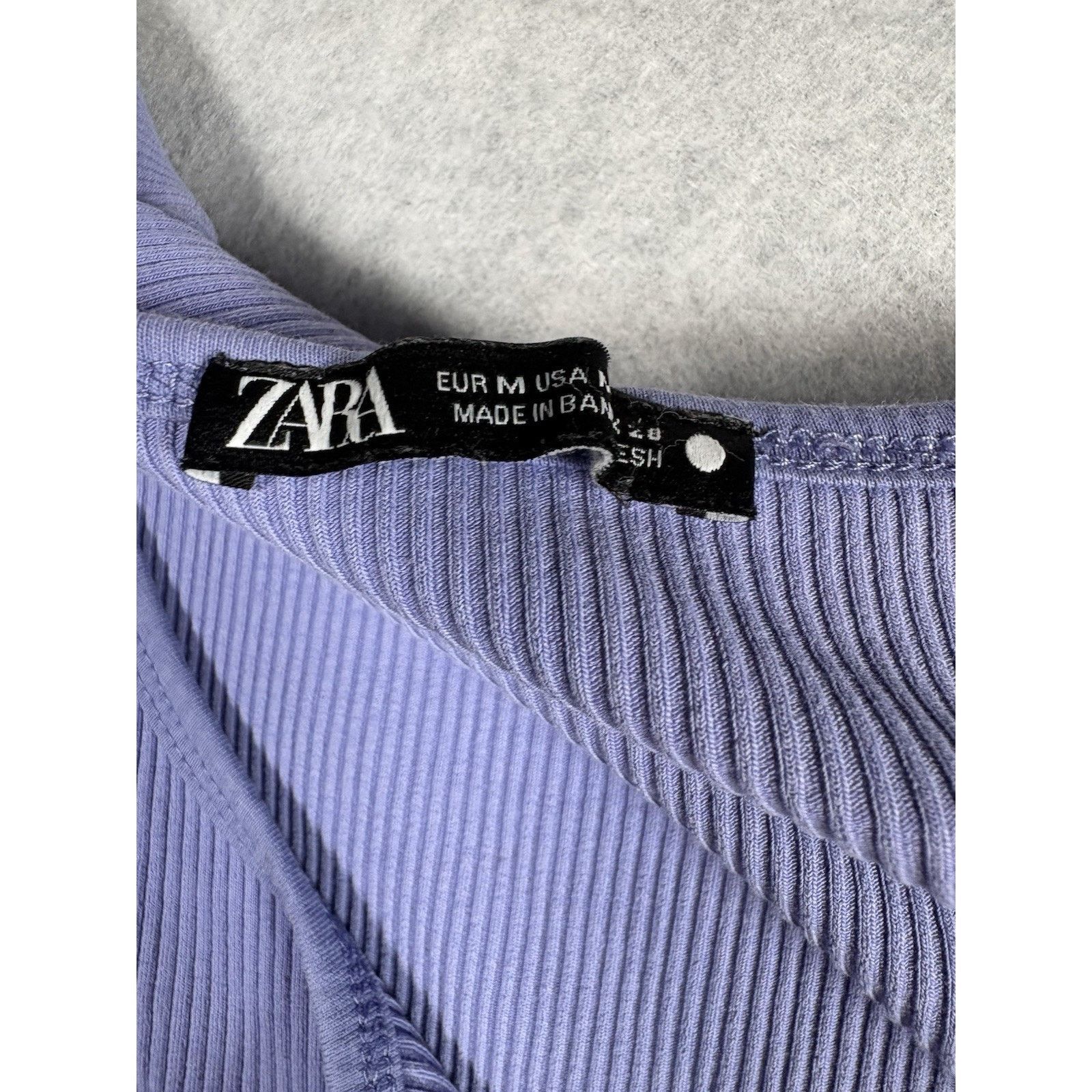 Zara Zara Purple Ribbed Crop Top Fitted Stretchy Tee Size Medium Size M / US 6-8 / IT 42-44 - 2 Thumbnail