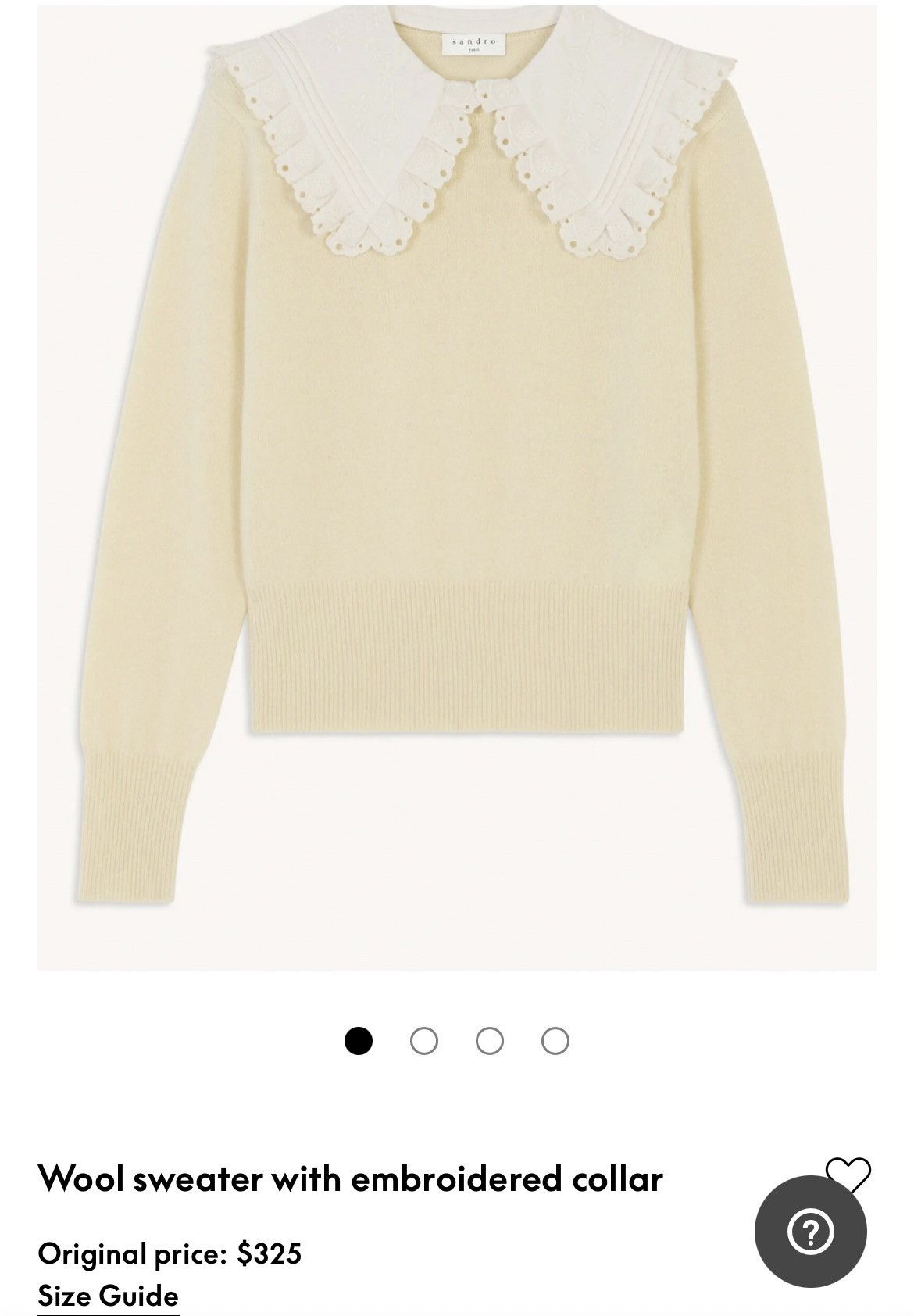 Sandro Sandro Vanilla Cropped sweater with embroidered collar Size S / US 4 / IT 40 - 1 Thumbnail