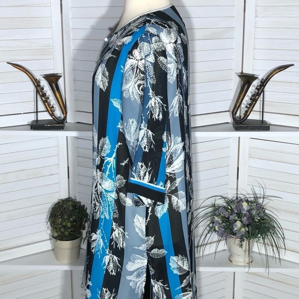 Bob Mackie Bob Mackie Wearable Art Duster Dress Floral Blue/Black sz 2X Size XS / US 0-2 / IT 36-38 - 5 Thumbnail