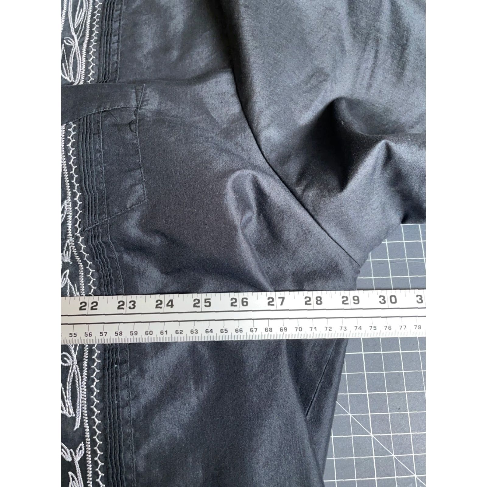 Haband VINTAGE Haband Guayabera Pocket Shirt Men's 3X Black Cotton Blend Zip Up Cuban Tony Soprano Shirt Size US XXL / EU 58 / 5 - 5 Thumbnail