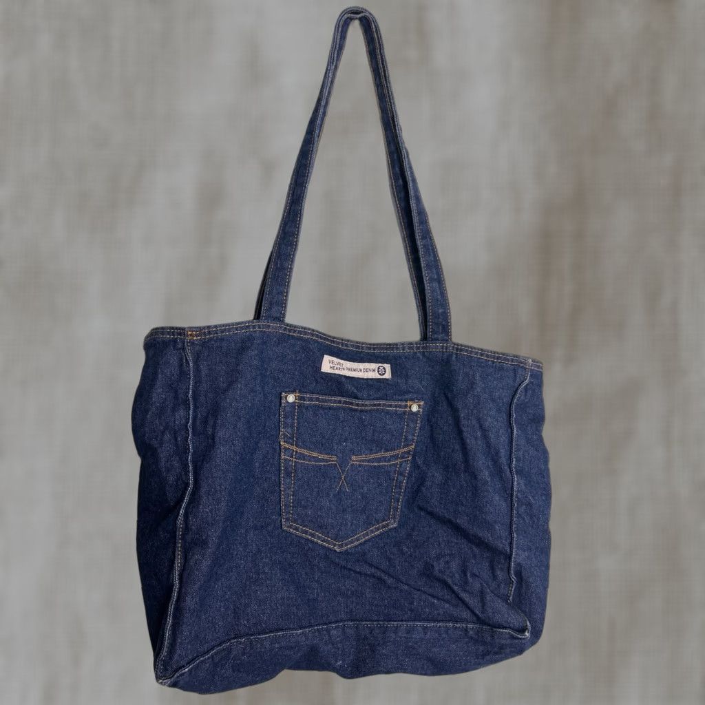 Velvet VINTAGE Velvet Heart Premium Denim Double Handle Tote Bag Dark Wash 16x13x5 Size ONE SIZE - 1 Thumbnail