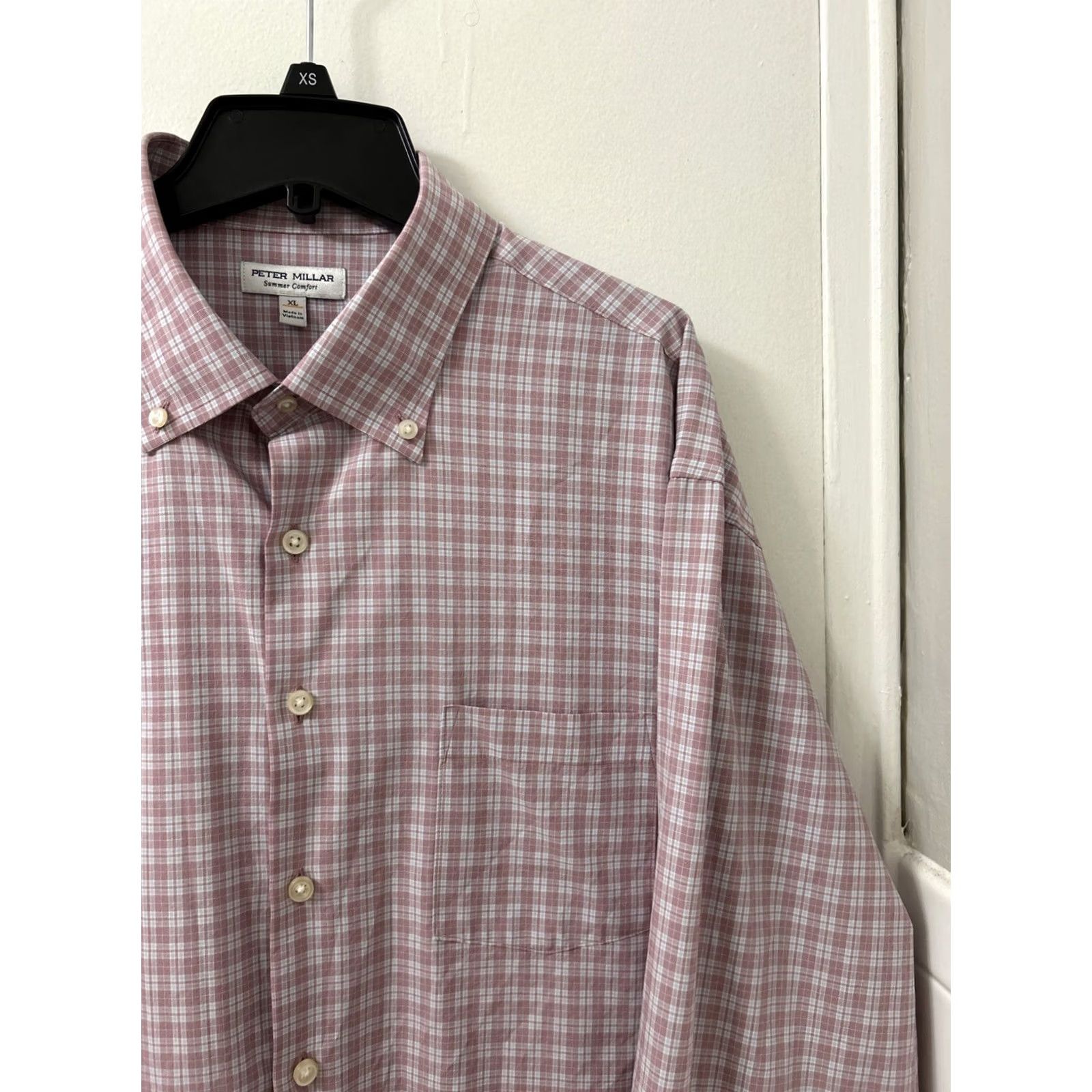 Peter Millar Peter Millar Summer Comfort Shirt Mens XL Pink Blue Plaid Button Up Pocket L/S Size US XL / EU 56 / 4 - 4 Thumbnail