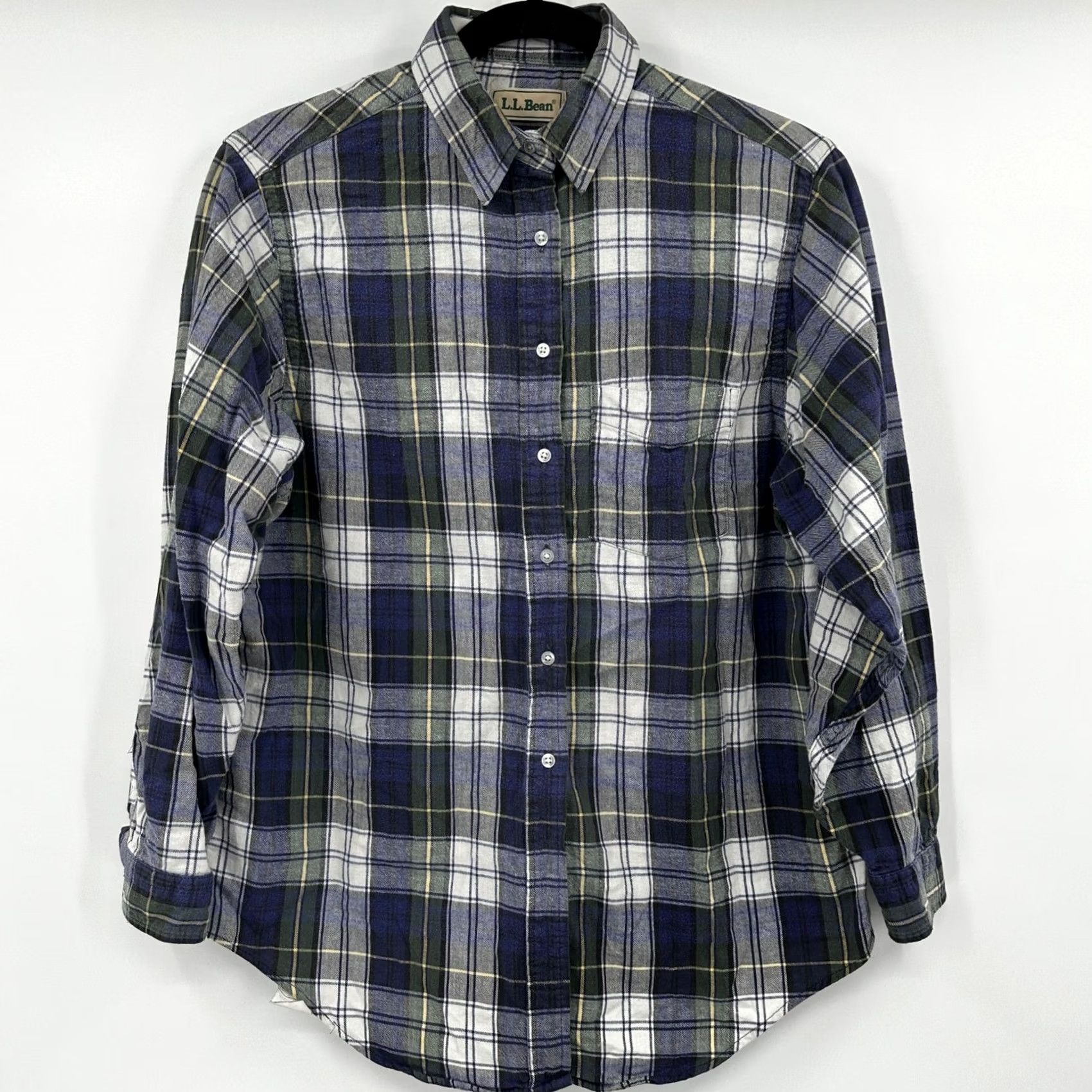 Vintage VINTAGE LL Bean Plaid Flannel Button-Down Shirt Long Sleeve Gray White Size 10 Women’s Button-Up Casual Workwear Autumn Winter Size L / US 10 / IT 46 - 2 Thumbnail