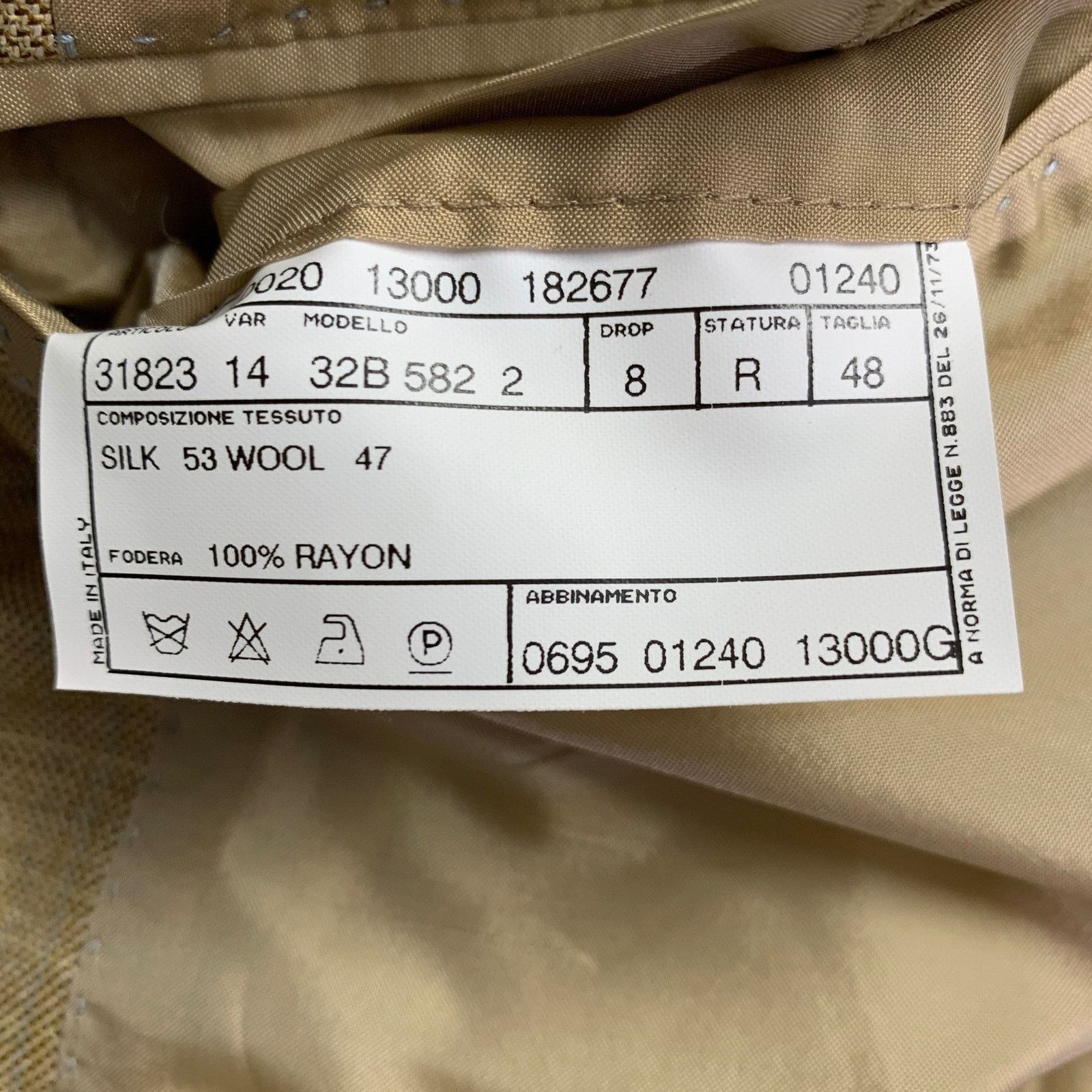 Pal Zileri Size 38 Regular Beige Grey Brown Window Pane Sport Coat Size 38R - 10 Thumbnail