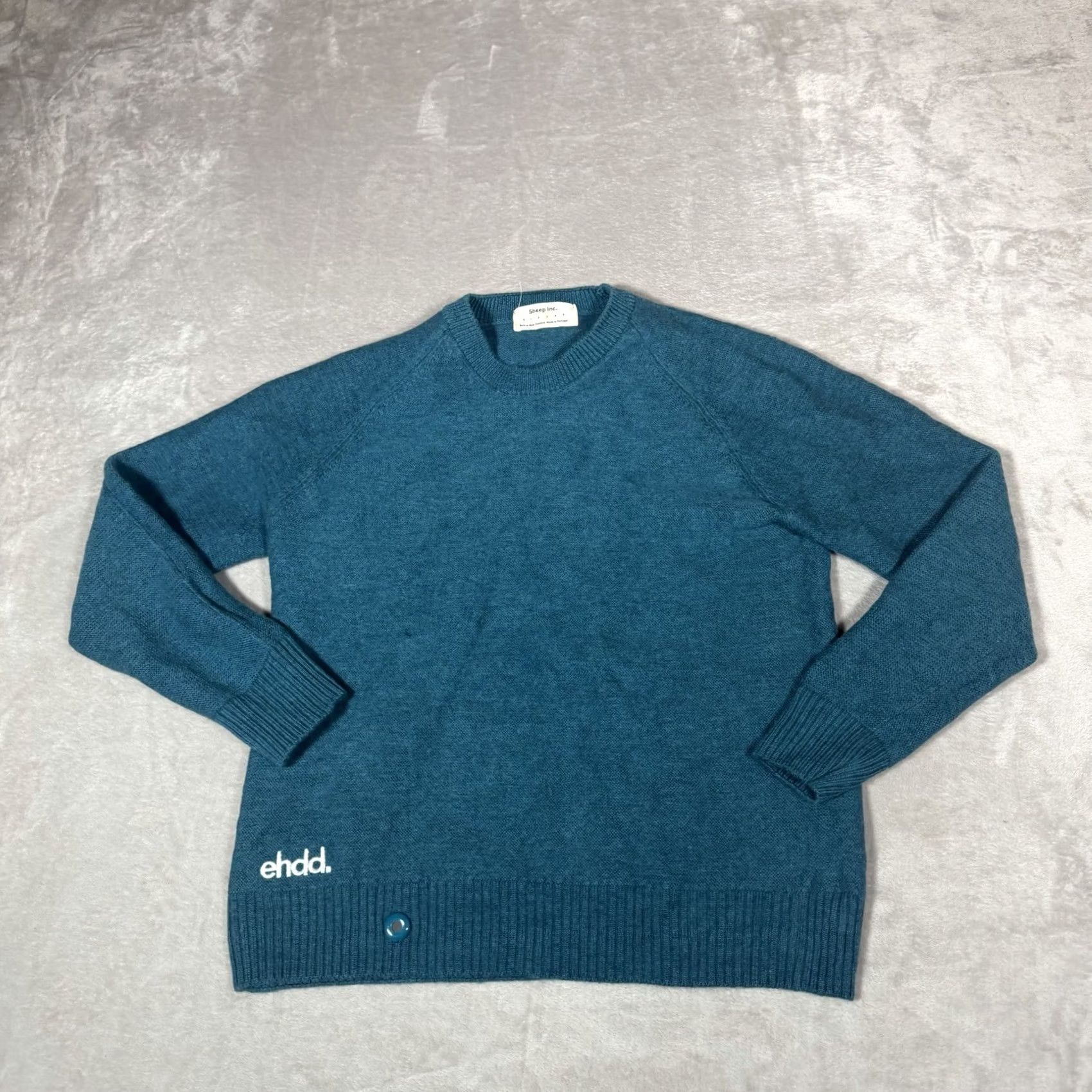Vintage Sheep INC Sweater Mens Pullover Crew Neck Blue 100% Merino Wool Classic Knit Tight-Knit Hand Wash Only Yellow Circle Logo (3) Size US S / EU 44-46 / 1 - 4 Thumbnail