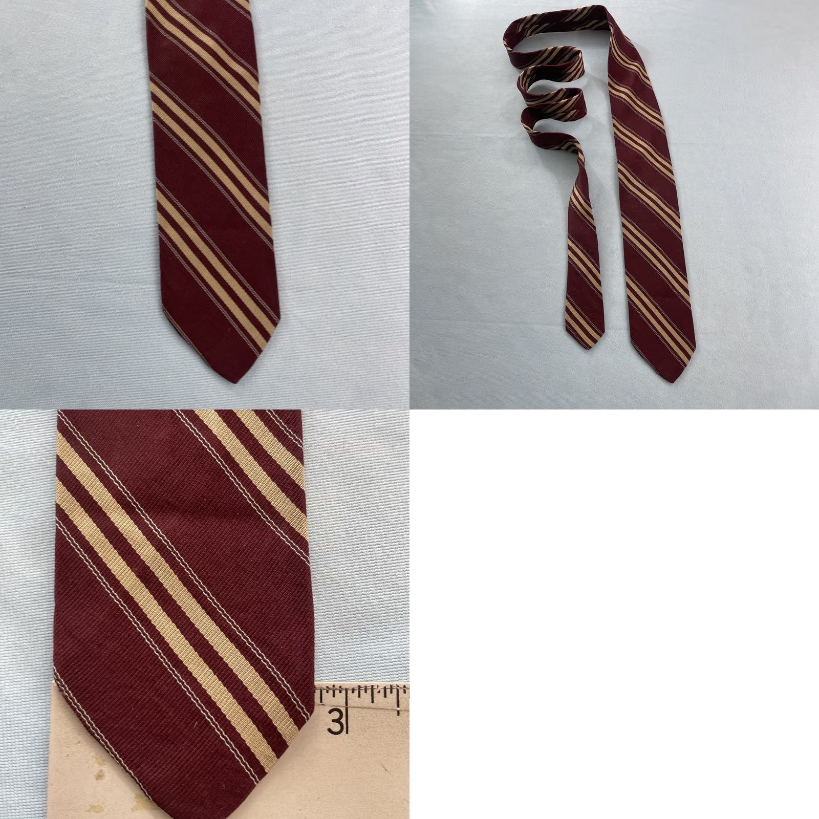 MCM VINTAGE Atkinsons CA vtg 60s MCM NeckTie All Silk Repp Tie Red Tan Multi Stripe 2.7x58 Men's Tie Red Tan Stripe Repp Tie Vintage 1960s Size ONE SIZE - 9 Thumbnail